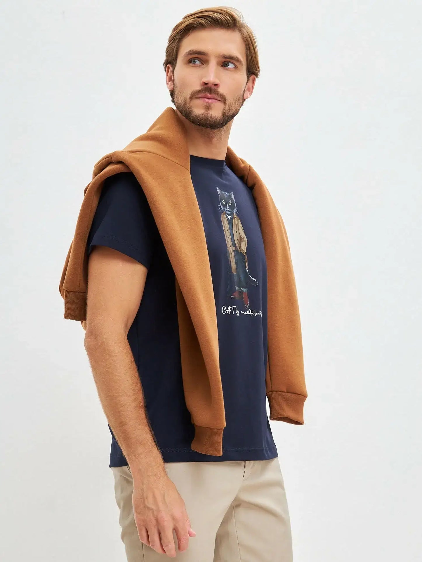 Blue t shirt trench coat cat Funny Cat T shirt | For Cat Lovers | CAT by maniita lacitta