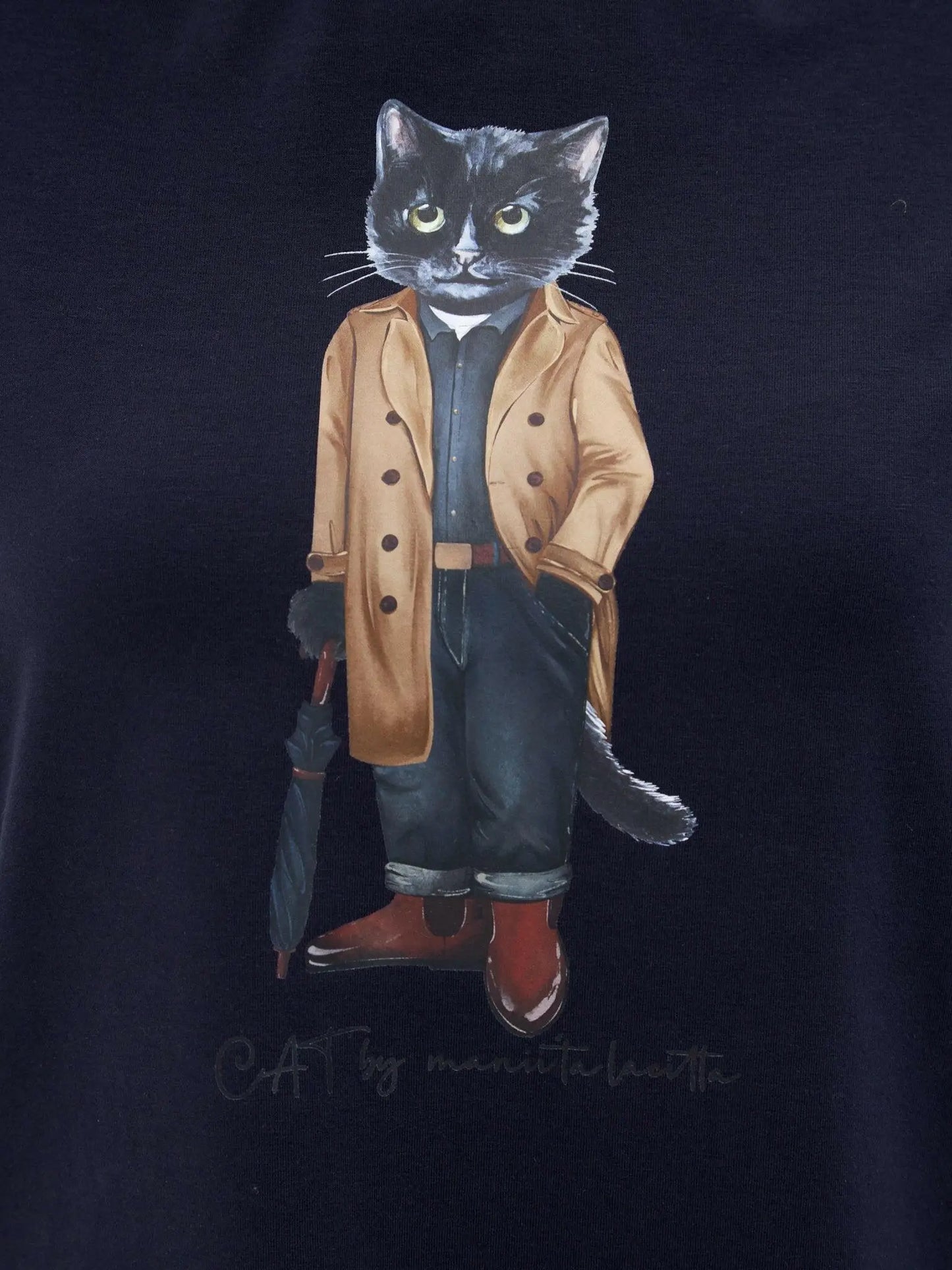 Blue t-shirt trench coat cat - Funny Cat T-shirt | For Cat Lovers | CAT by maniita lacitta
