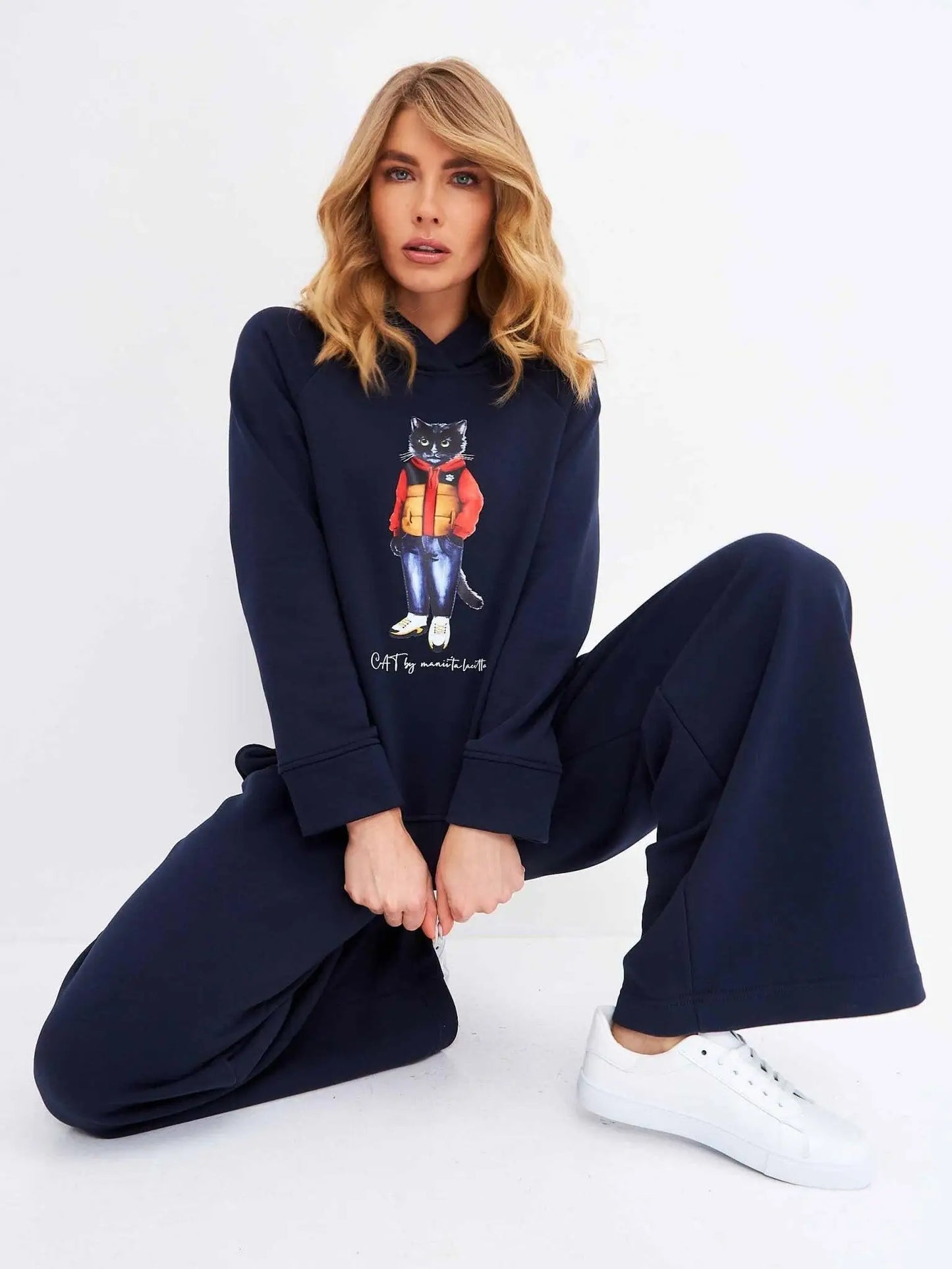 Blue women’s sweatpants - Funny Cat Bottom | For Cat Lovers | CAT by maniita lacitta