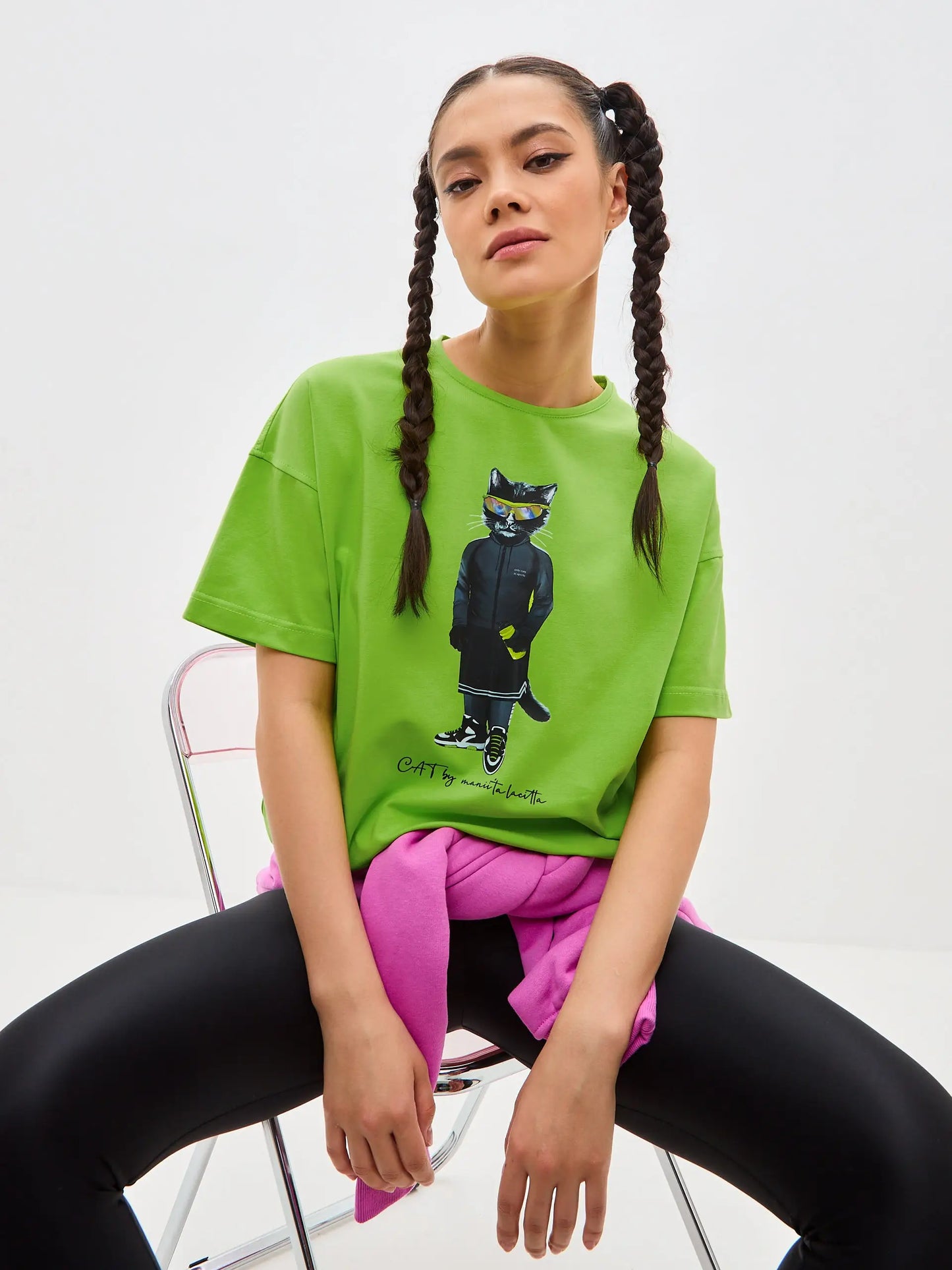 Green printed t-shirt sport cat - Funny Cat T-shirt | For Cat Lovers | CAT by maniita lacitta
