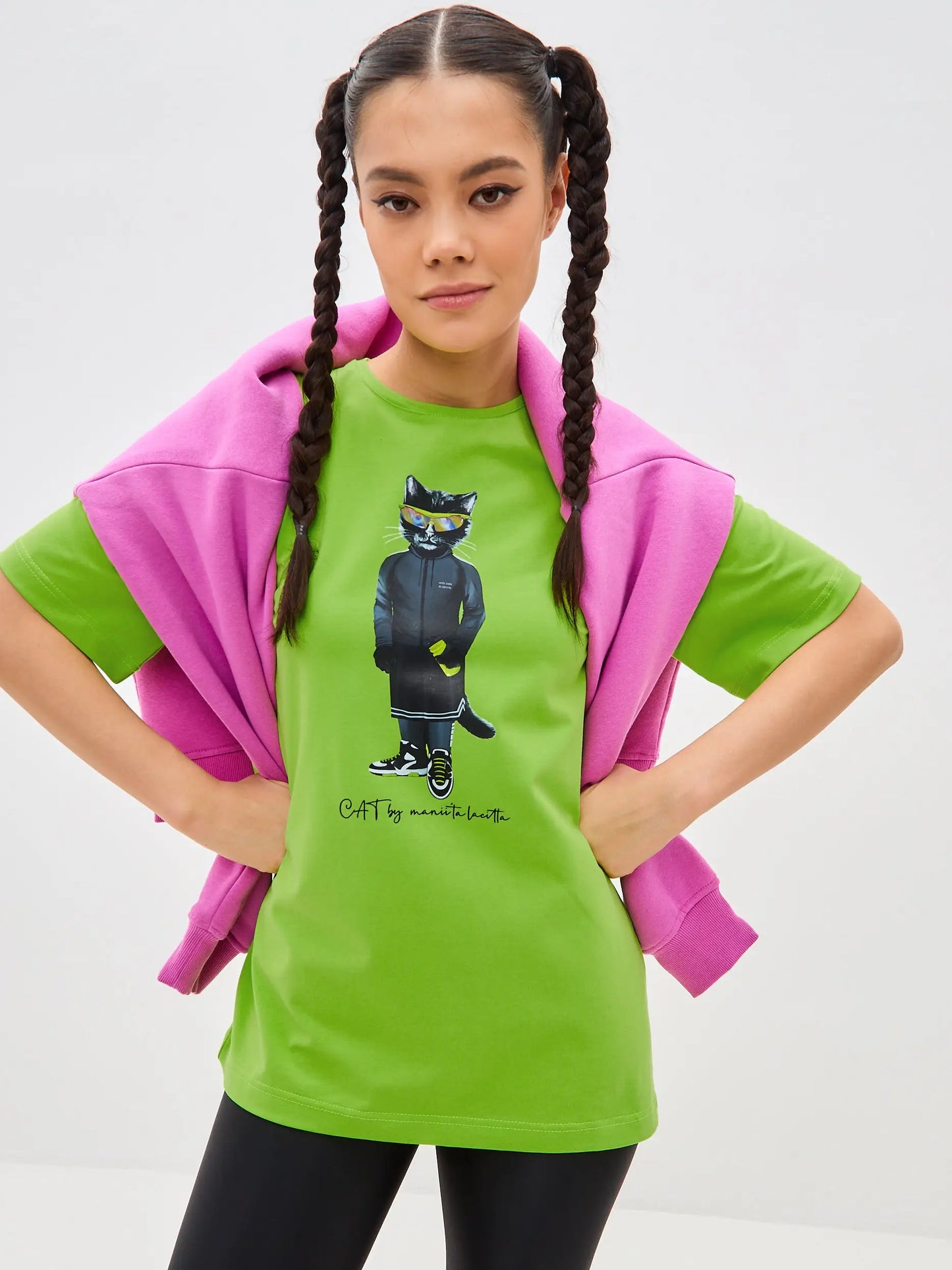 Green printed t-shirt sport cat - Funny Cat T-shirt | For Cat Lovers | CAT by maniita lacitta