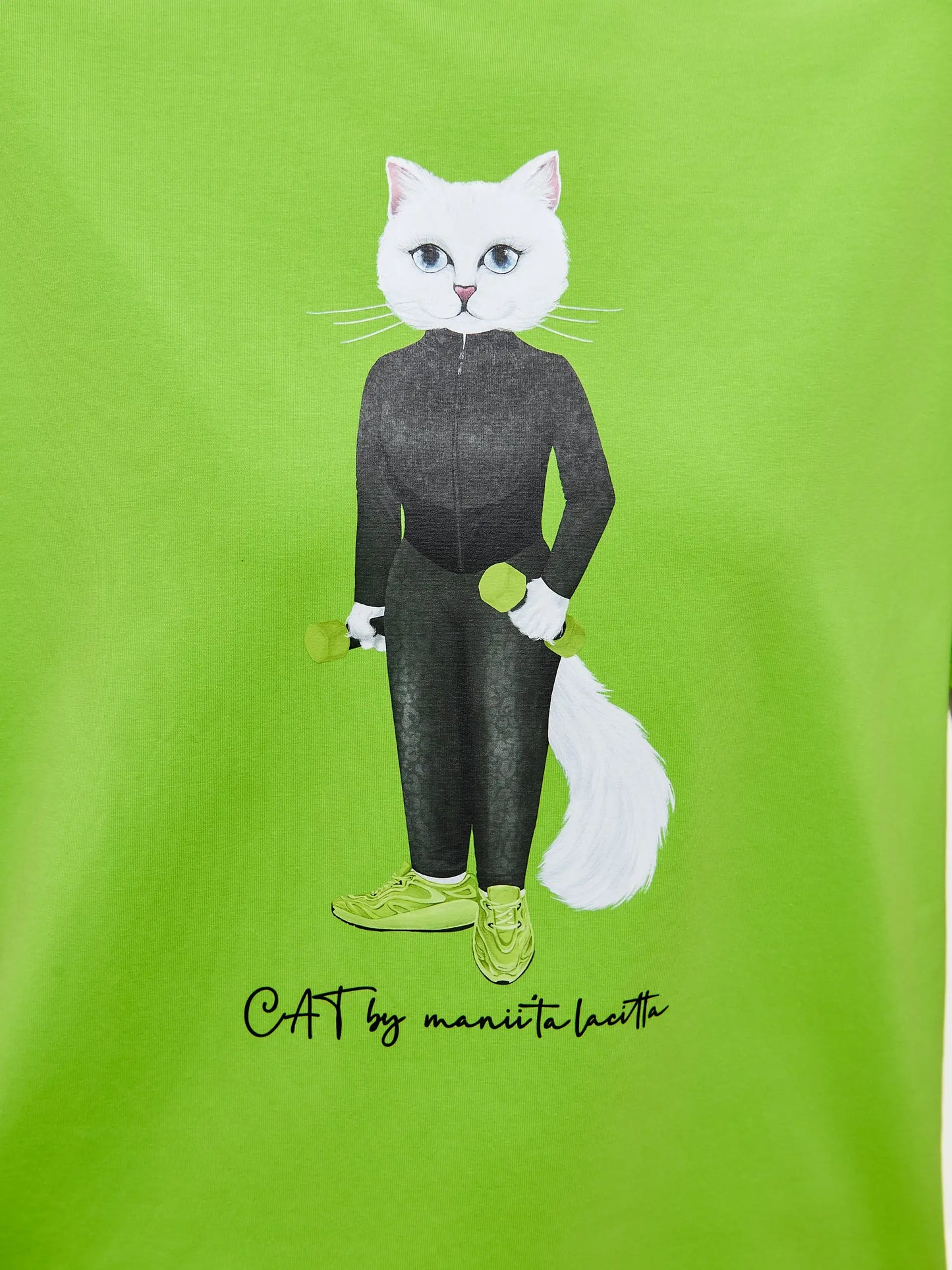 Green short oversized t-shirt sport cat - Funny Cat T-shirt | For Cat Lovers | CAT by maniita lacitta
