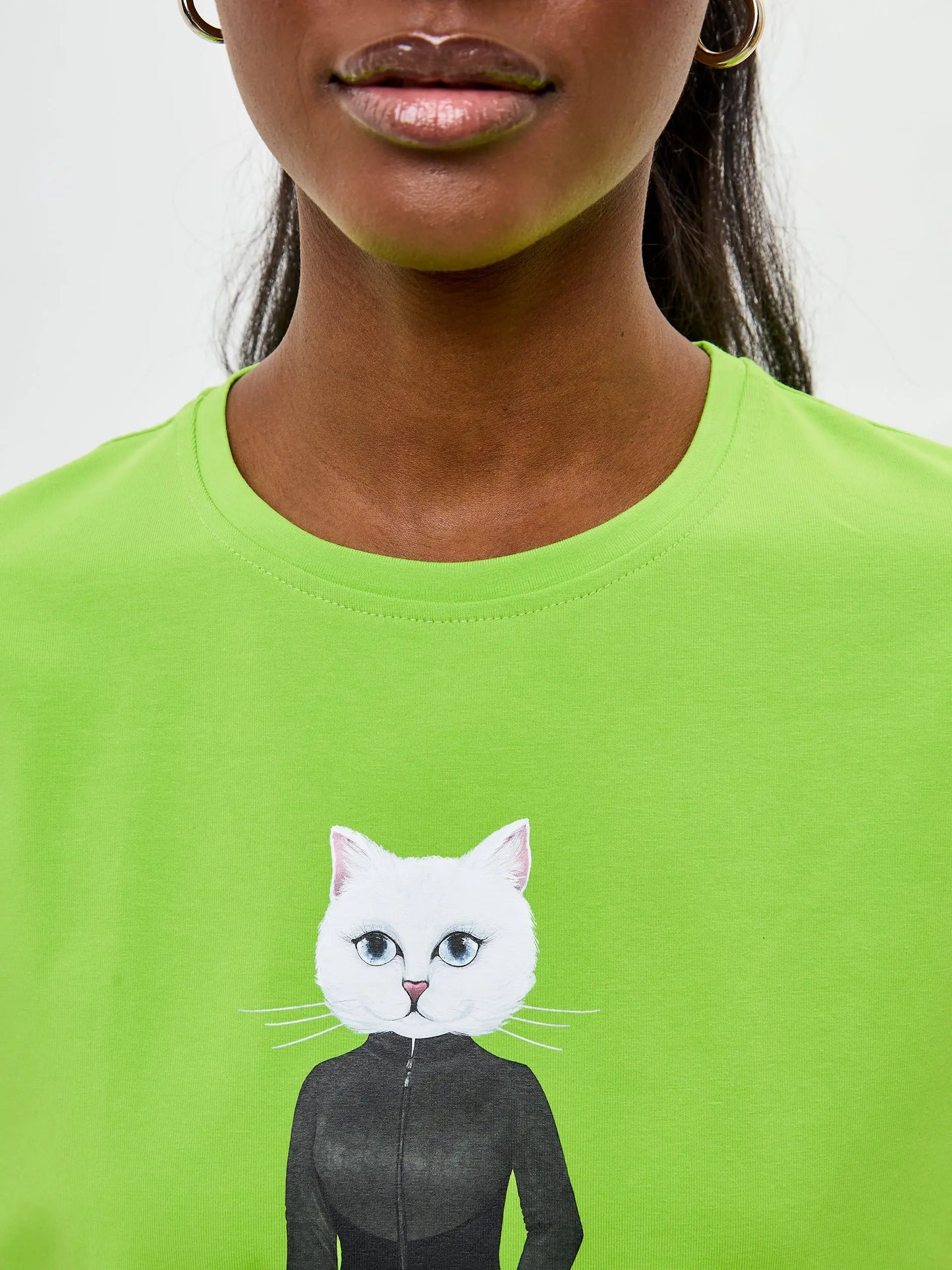 Green short oversized t-shirt sport cat - Funny Cat T-shirt | For Cat Lovers | CAT by maniita lacitta