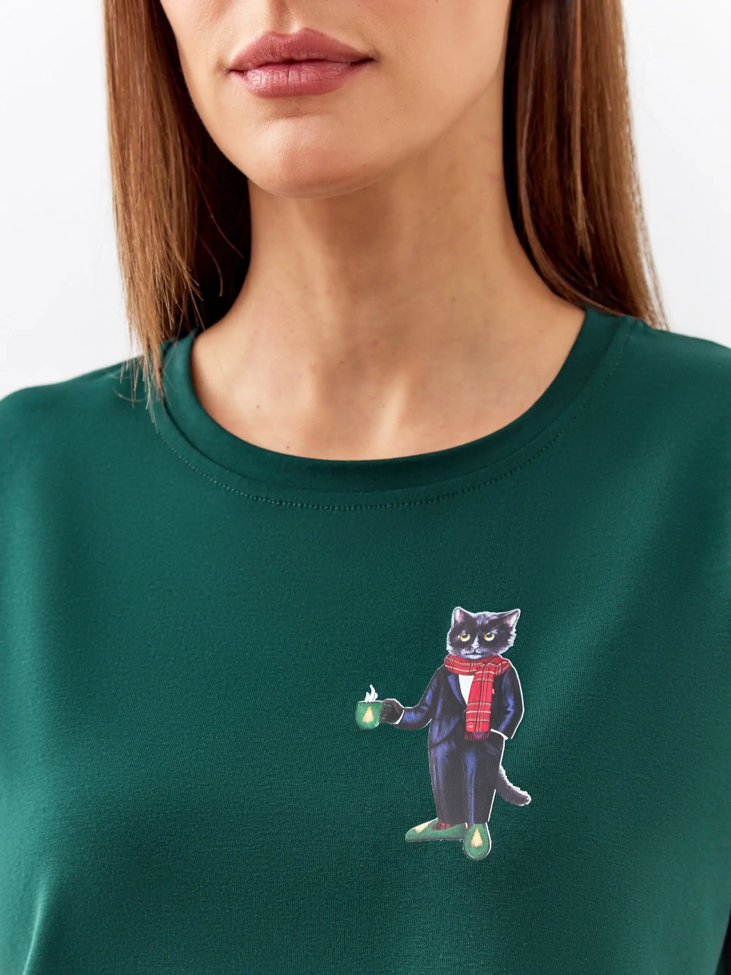Green t-shirt new year cat - Funny Cat T-shirt | For Cat Lovers | CAT by maniita lacitta