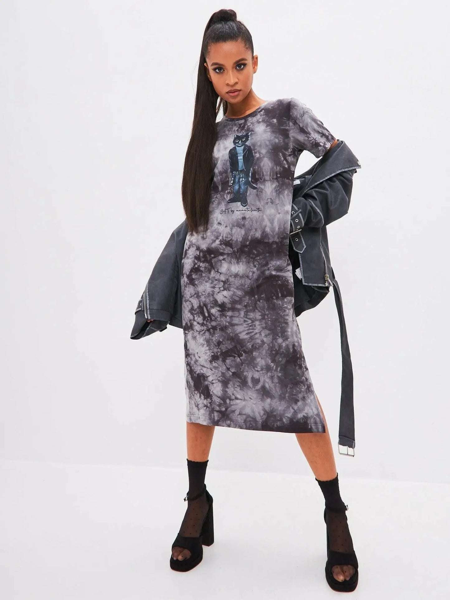 Grey printed dress rocker cat - Funny Cat Dress | For Cat Lovers | CAT by maniita lacitta
