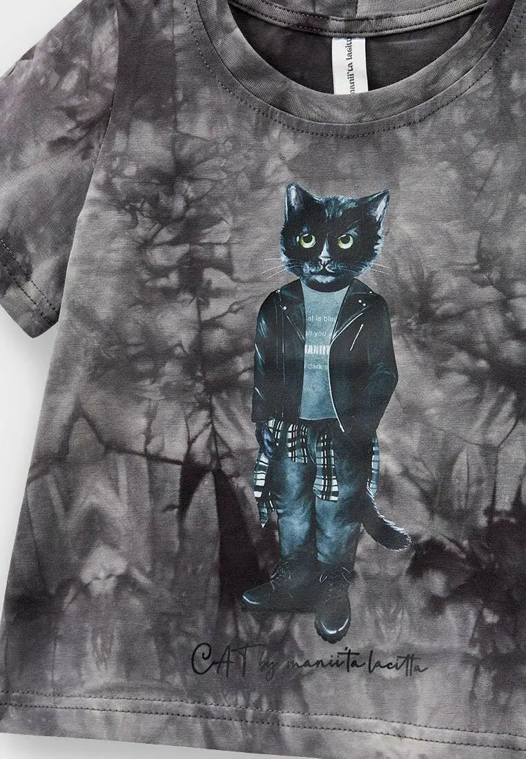 Grey t-shirt rocker cat - Funny Cat T-shirt | For Cat Lovers | CAT by maniita lacitta