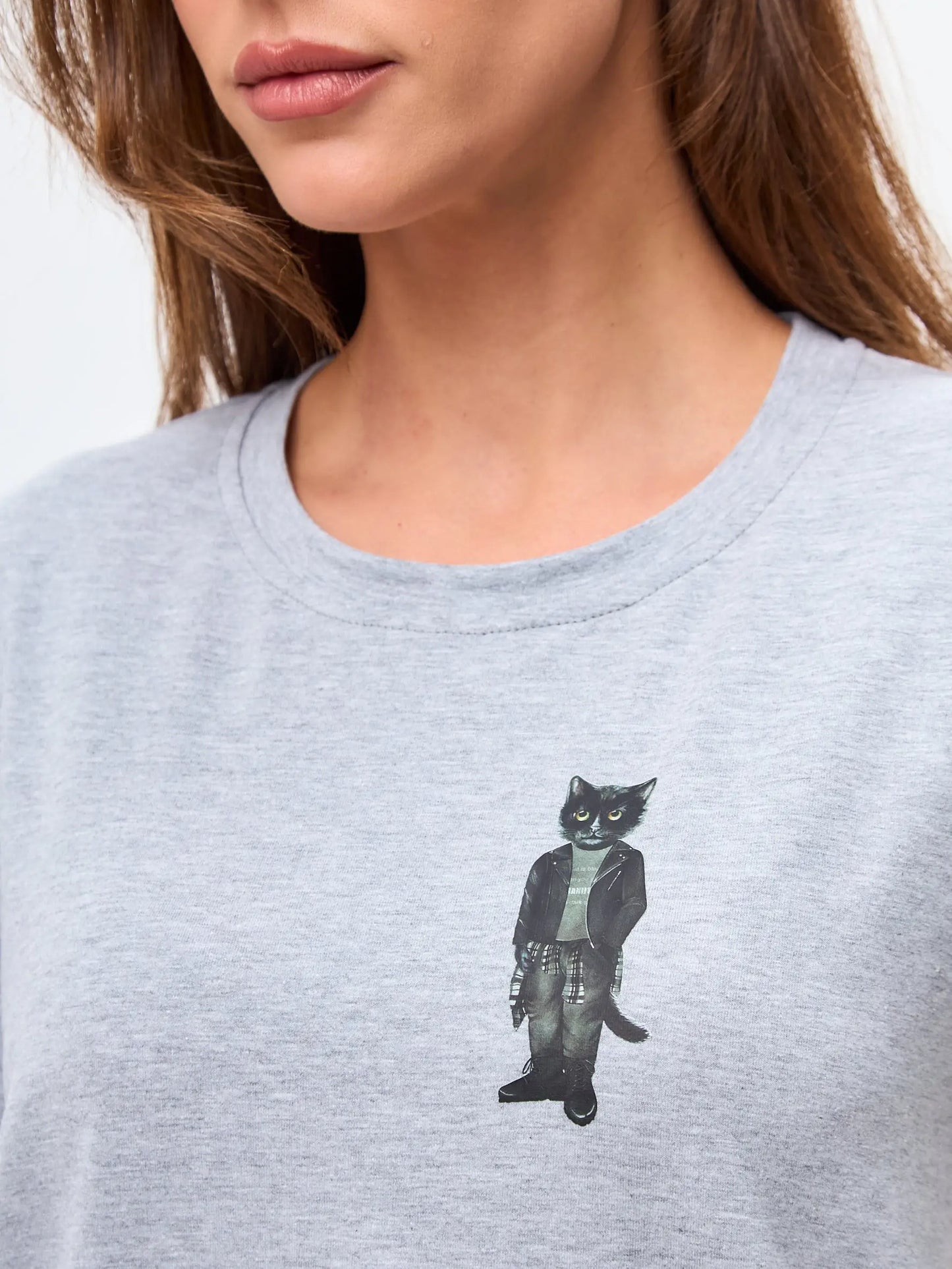 Grey t-shirt rocker cat - Funny Cat T-shirt | For Cat Lovers | CAT by maniita lacitta