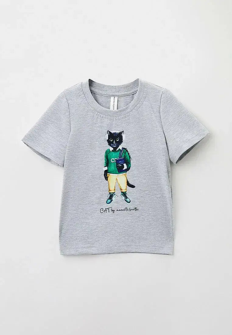 Grey t-shirt school cat - Funny Cat T-shirt | For Cat Lovers | CAT by maniita lacitta