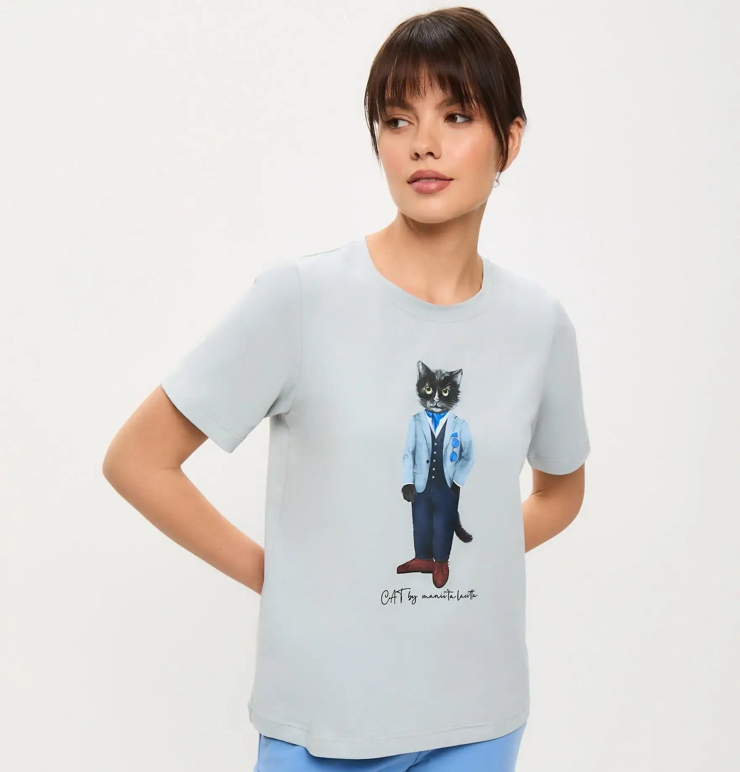 Grey Printed T-shirt SUIT CAT - T-shirt
