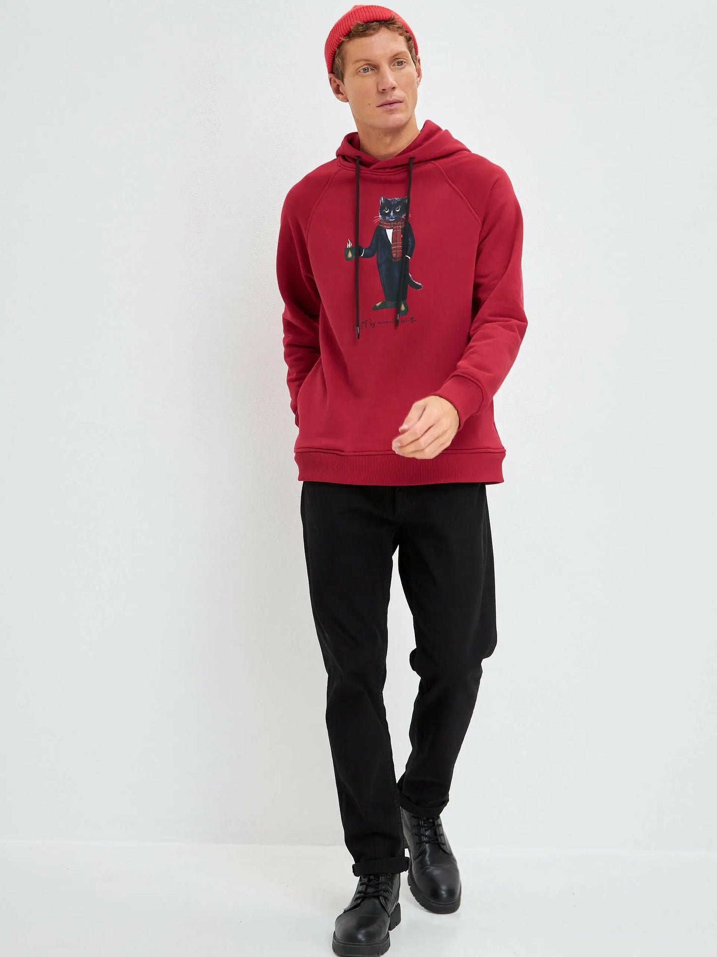 Maroon hoodie new year cat - Funny Cat Hoodie & sweatshirt | For Cat Lovers | CAT by maniita