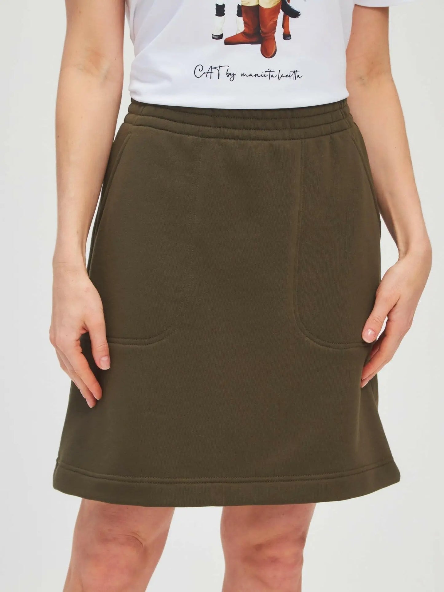 Olive women’s skirt mini - Funny Cat Bottom | For Cat Lovers | CAT by maniita lacitta