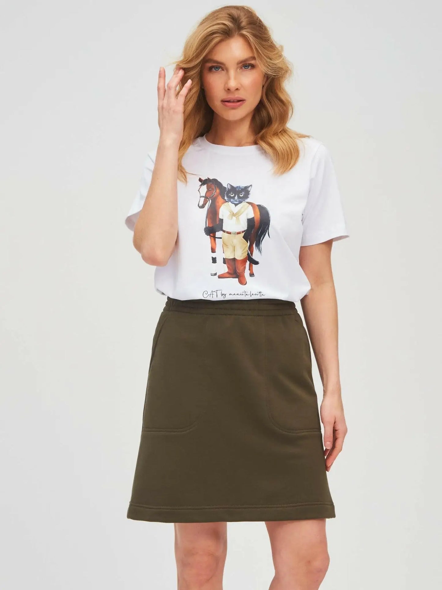 Olive women’s skirt mini - Funny Cat Bottom | For Cat Lovers | CAT by maniita lacitta