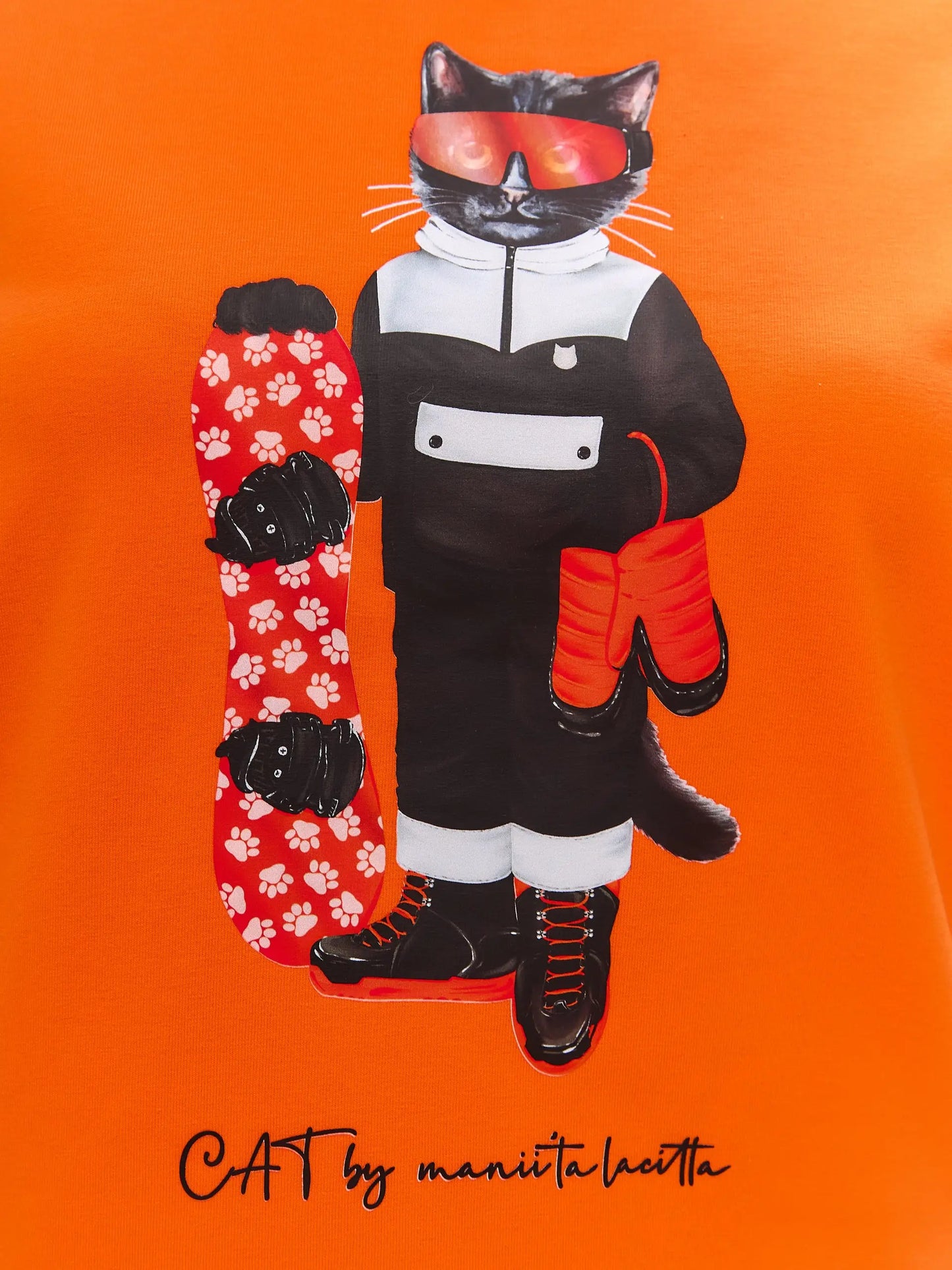 Orange t-shirt snowboard cat - Funny Cat T-shirt | For Cat Lovers | CAT by maniita lacitta