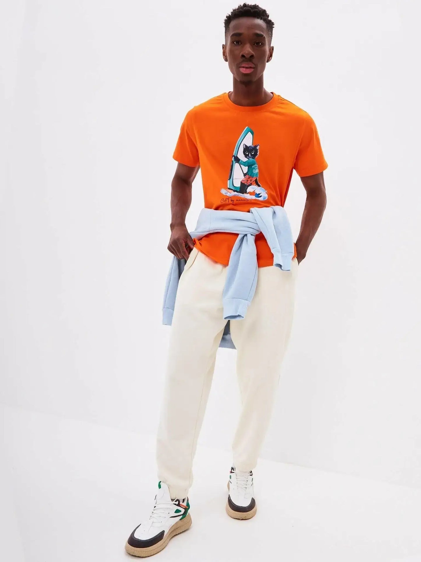 Orange t-shirt surfer cat - Funny Cat T-shirt | For Cat Lovers | CAT by maniita lacitta