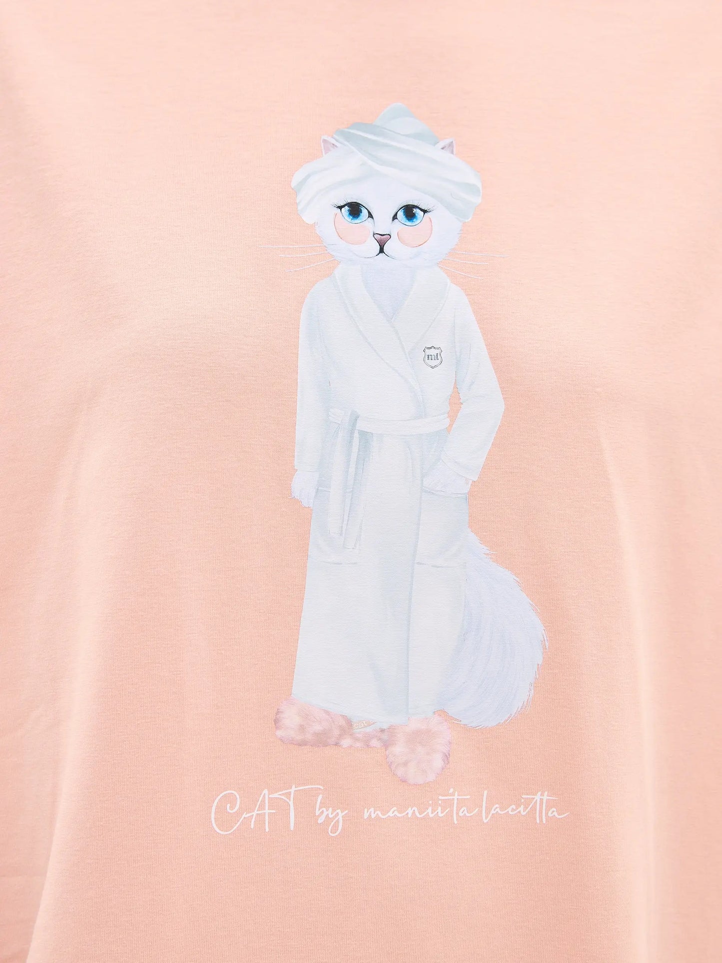 Peach oversized T-shirt SPA CAT - Peach oversized T-shirt SPA CAT print