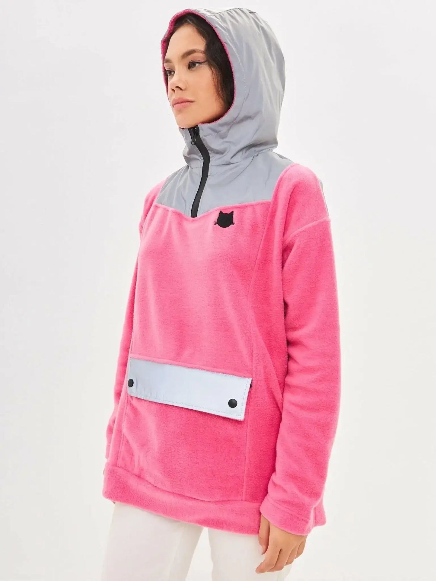 Pink fleece hoodie - Funny Cat Fleece (recycled) | For Cat Lovers | CAT by maniita lacitta