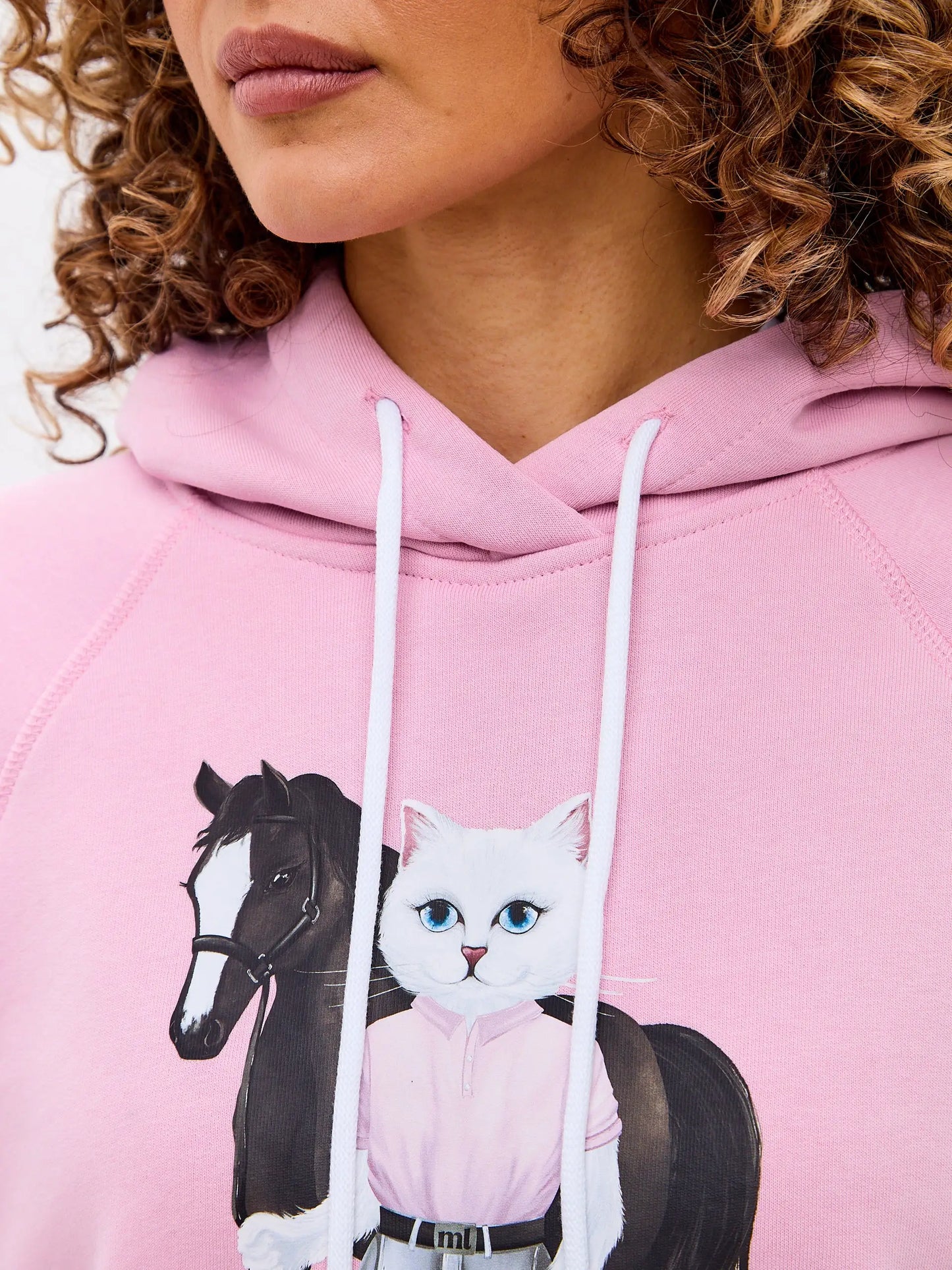 Pink hoodie white rider cat - Funny Cat Hoodie & sweatshirt | For Cat Lovers | CAT by maniita