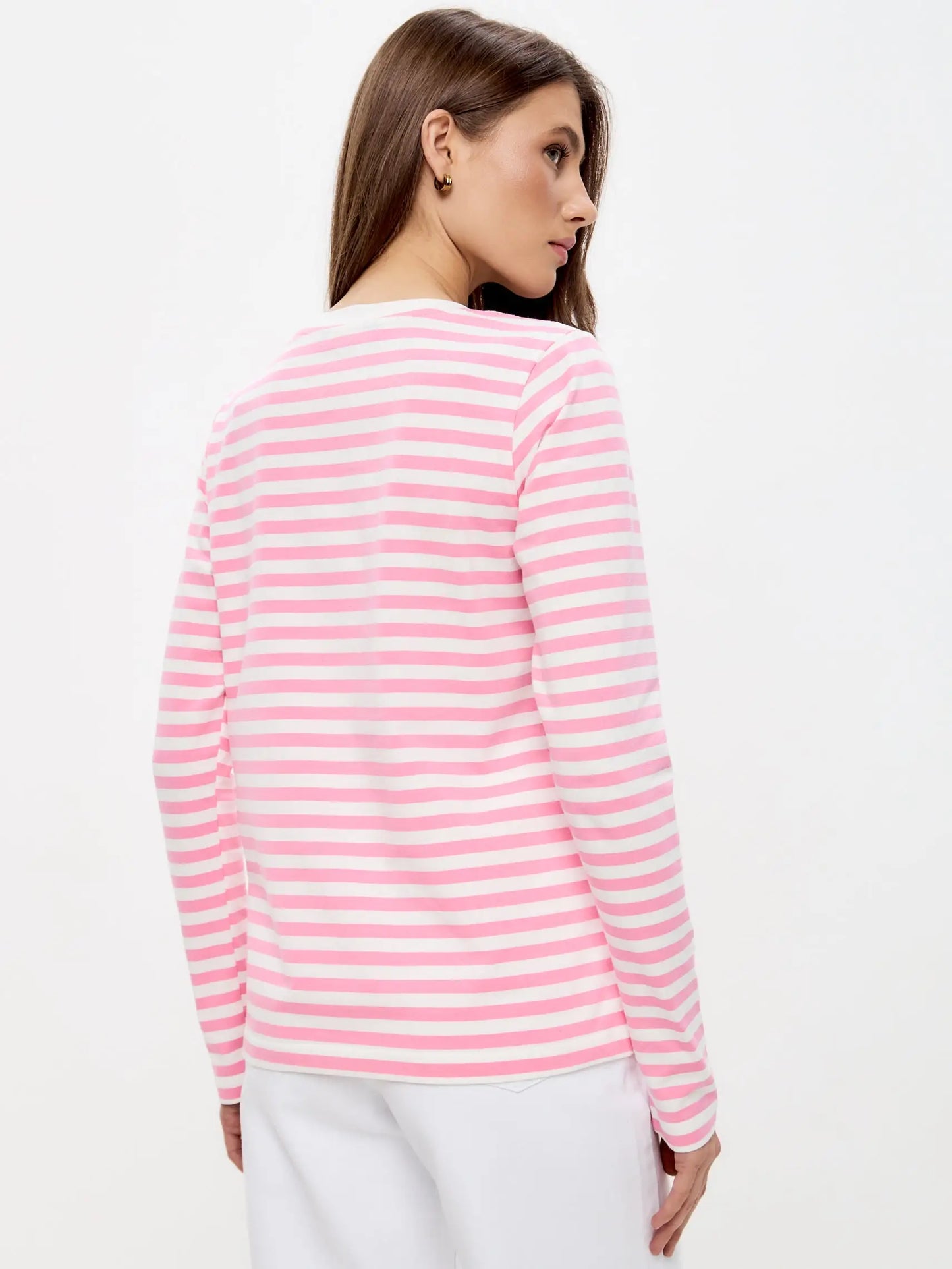 Pink longsleeve country white cat - Funny Cat Shirt & Striped shirt | For Cat Lovers | CAT by maniita
