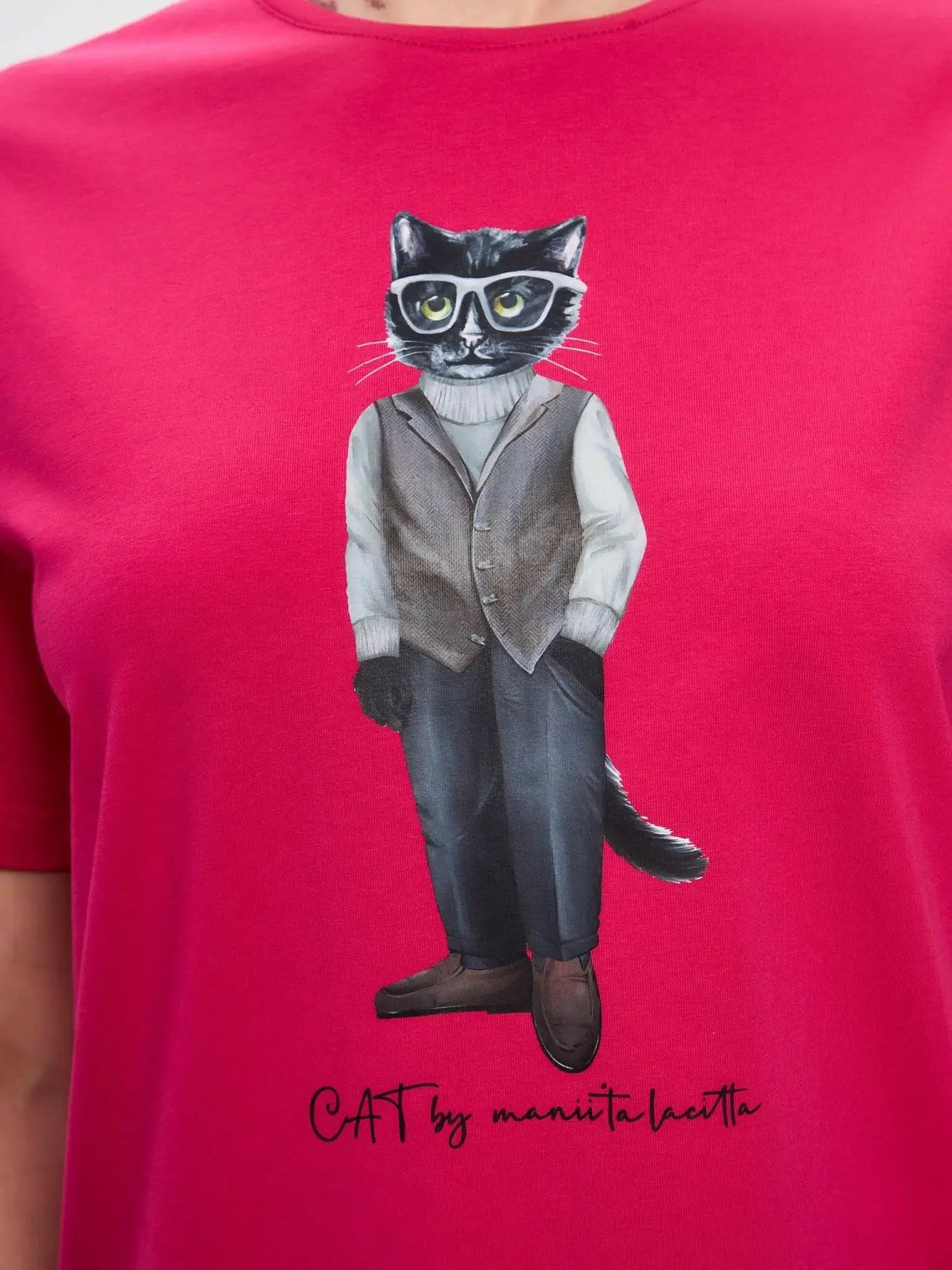 Printed oversized T-shirt MINIMALIST CAT - Maniita Lacitta