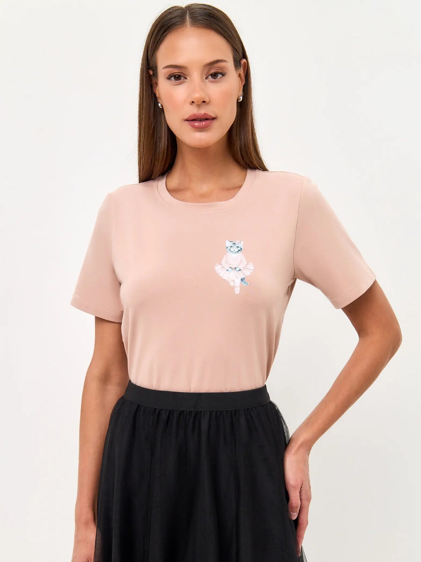 Pink Printed T-shirt BALLET CAT - T-shirt