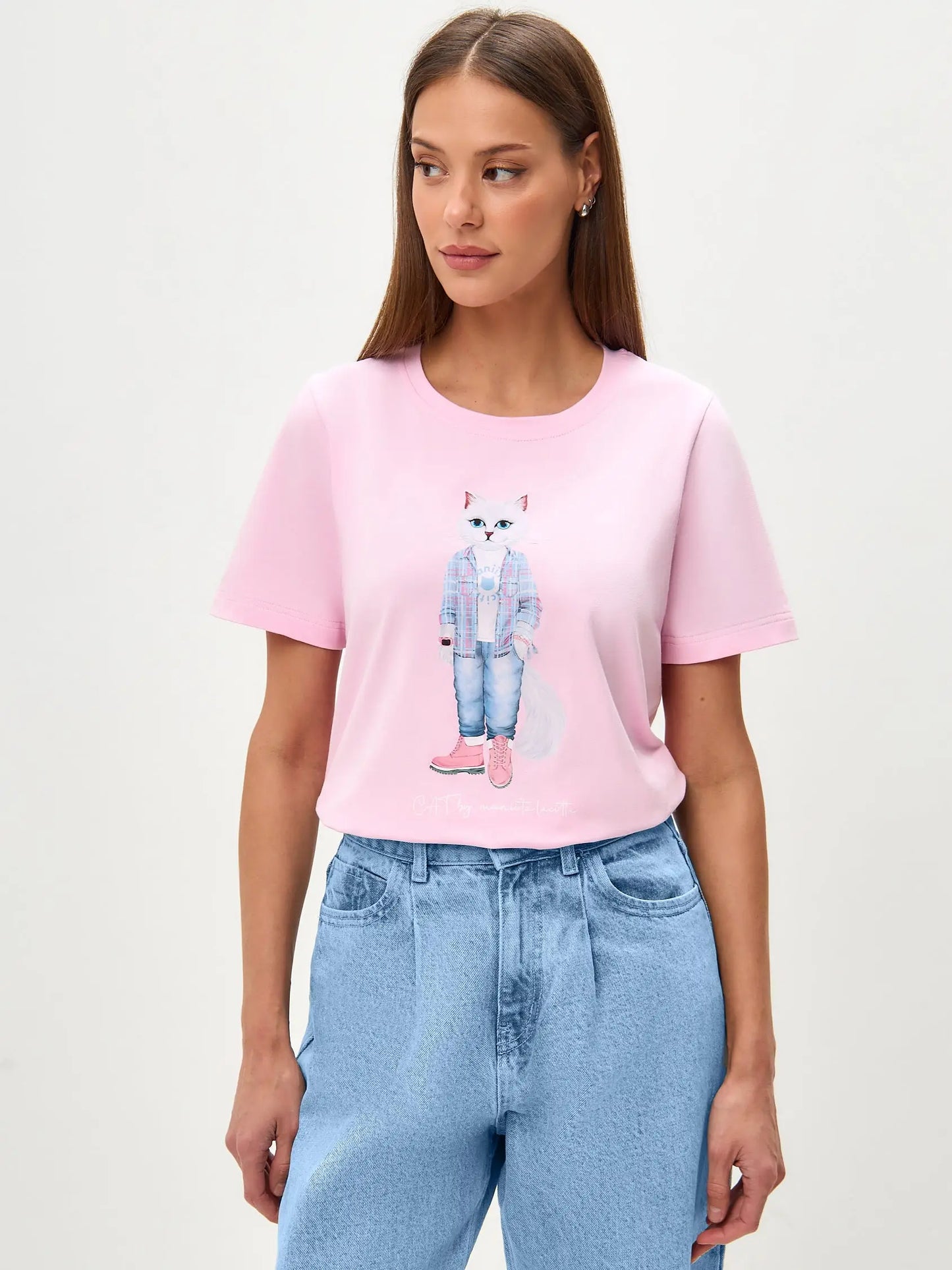Pink t-shirt country white cat - Funny Cat T-shirt | For Cat Lovers | CAT by maniita lacitta