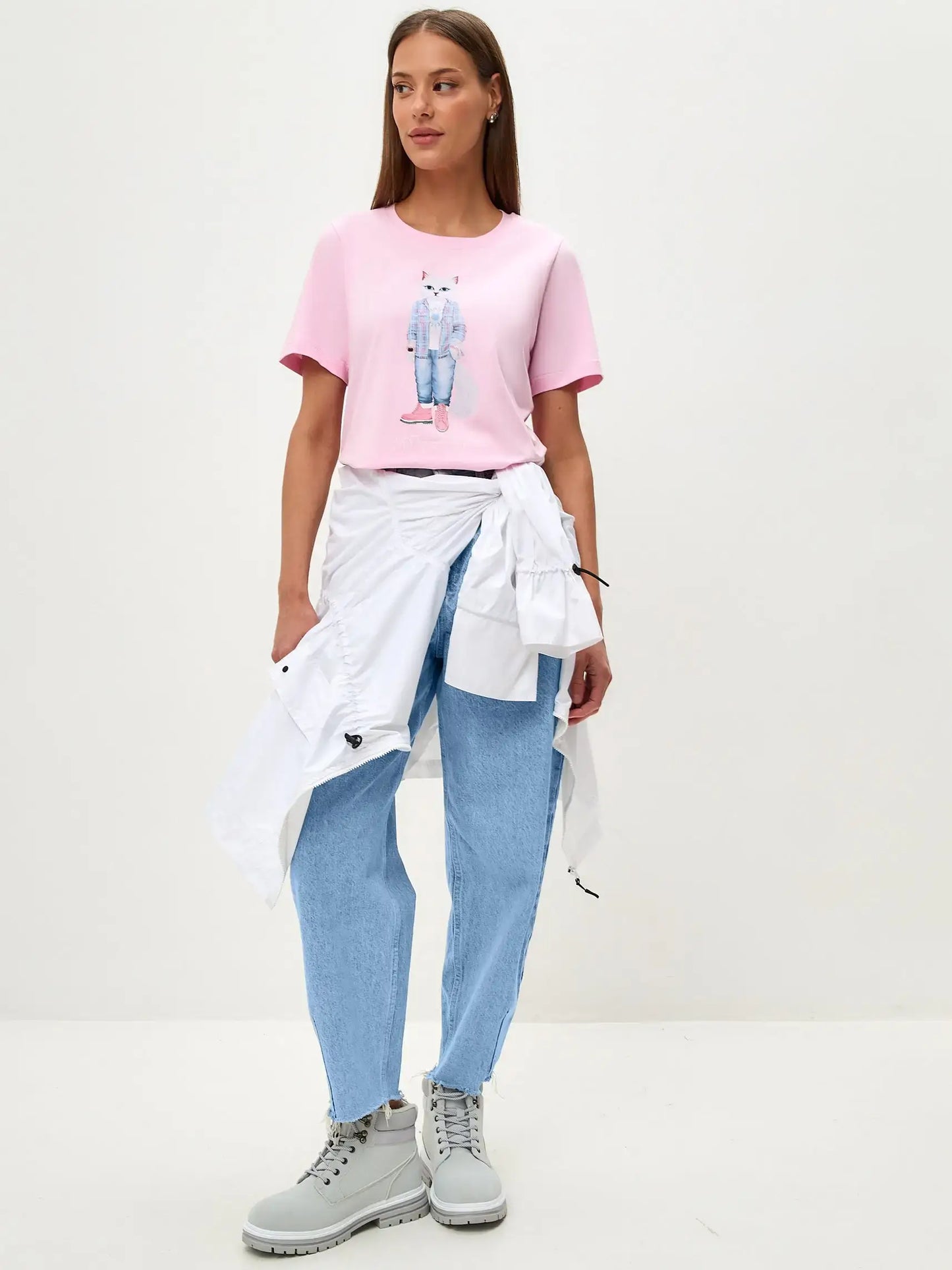 Pink t-shirt country white cat - Funny Cat T-shirt | For Cat Lovers | CAT by maniita lacitta