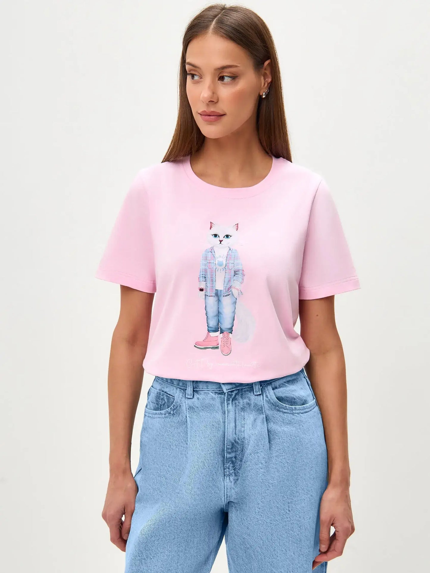 Pink t-shirt country white cat - Funny Cat T-shirt | For Cat Lovers | CAT by maniita lacitta