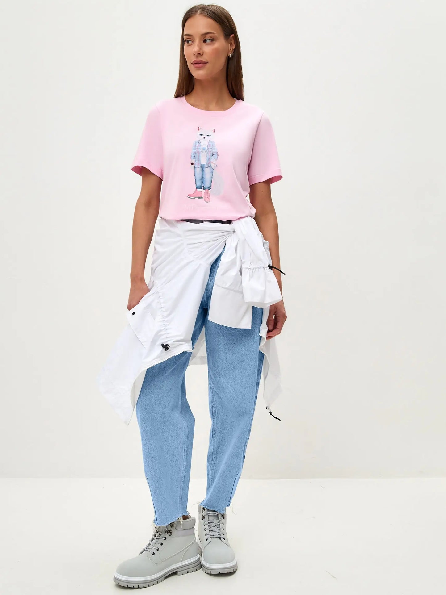 Pink t-shirt country white cat - Funny Cat T-shirt | For Cat Lovers | CAT by maniita lacitta
