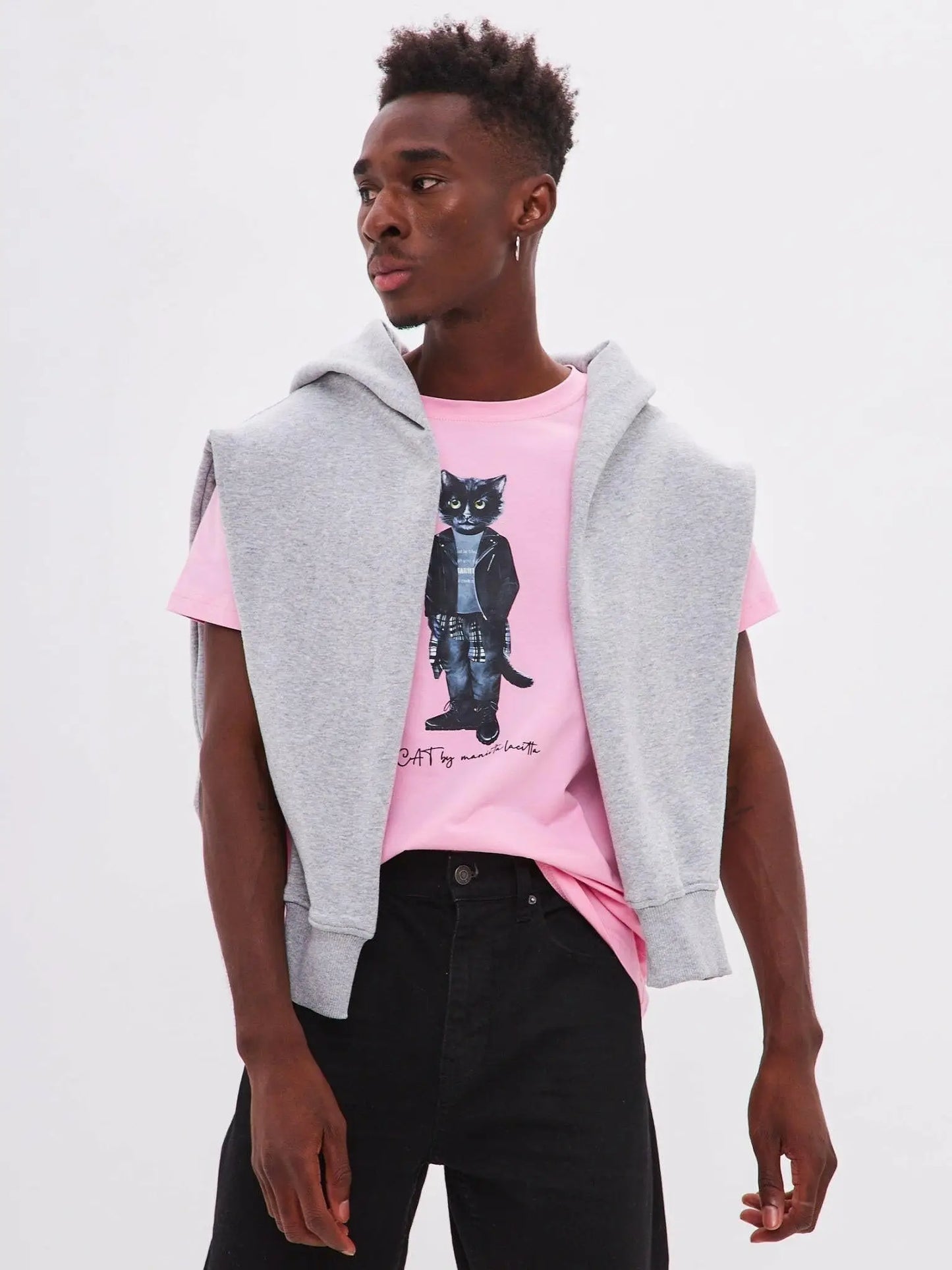 Pink t-shirt rocker cat - Funny Cat T-shirt | For Cat Lovers | CAT by maniita lacitta