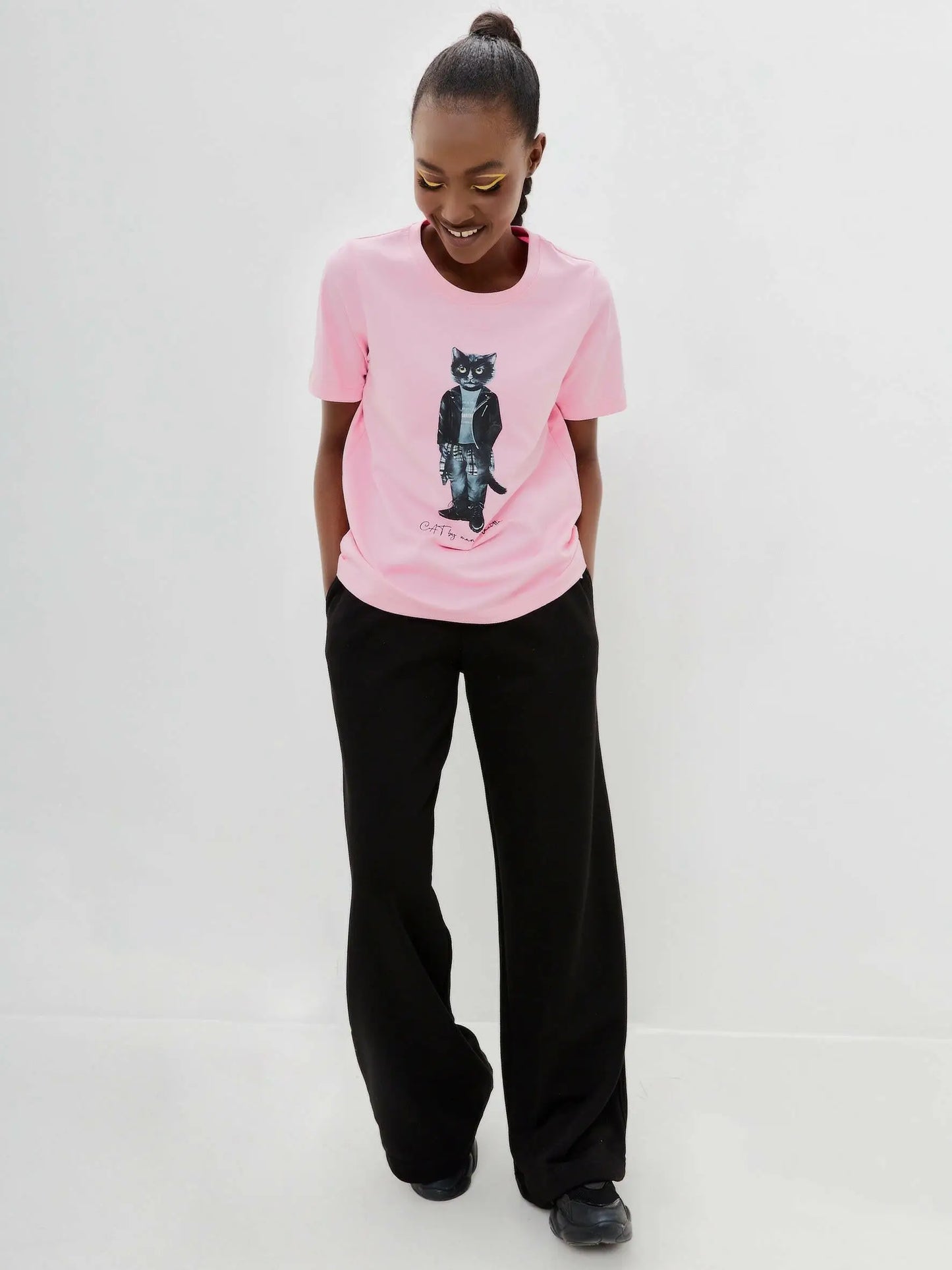 Pink t-shirt rocker cat - Funny Cat T-shirt | For Cat Lovers | CAT by maniita lacitta