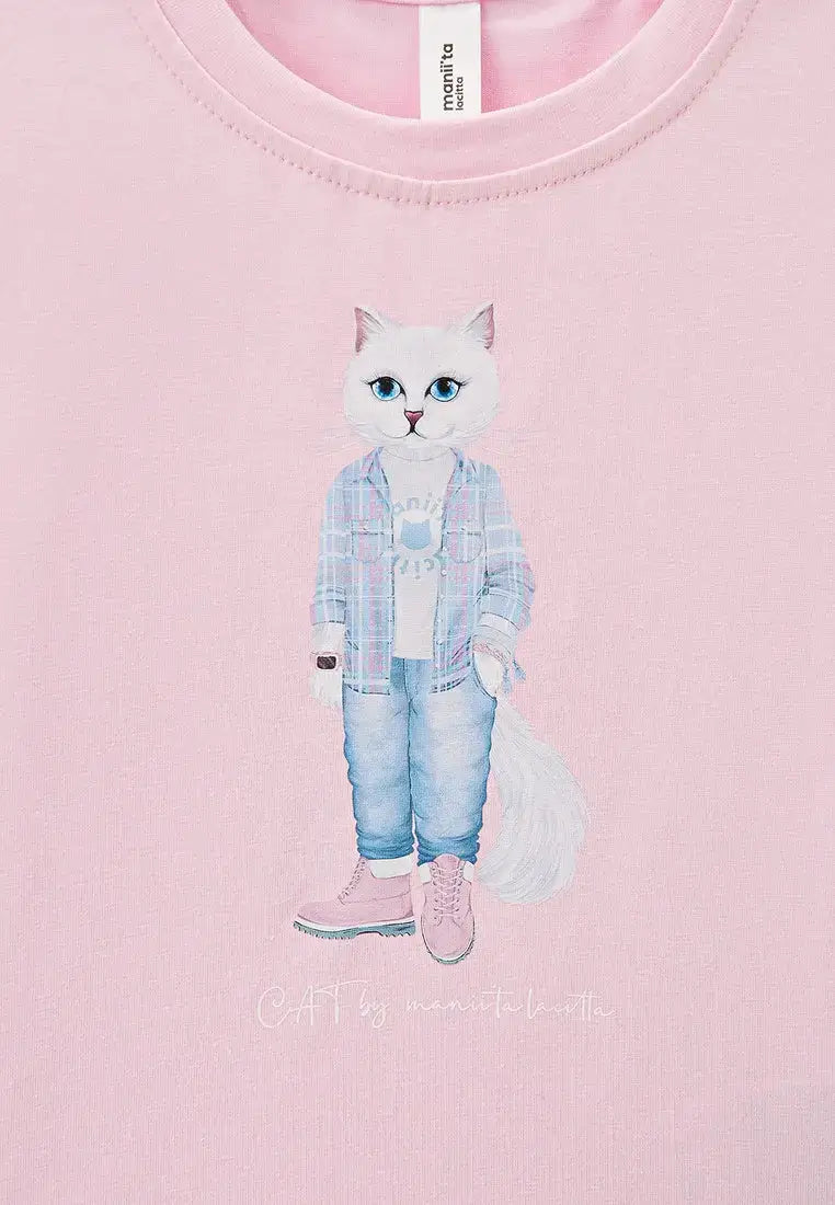 Pink t-shirt white country cat - Funny Cat T-shirt | For Cat Lovers | CAT by maniita lacitta