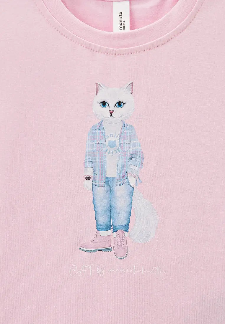 Pink t-shirt white country cat - Funny Cat T-shirt | For Cat Lovers | CAT by maniita lacitta