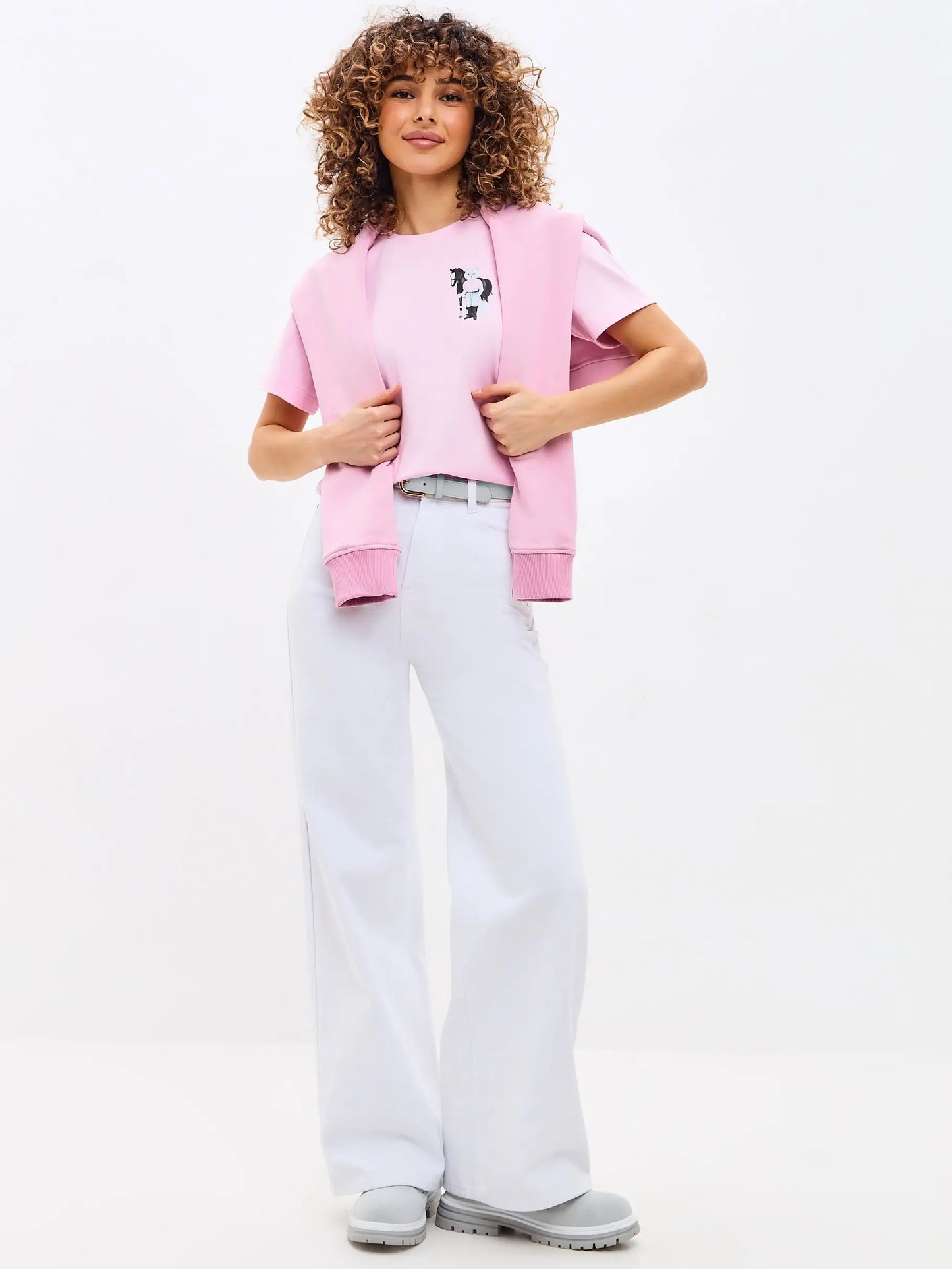 Pink t-shirt white rider cat - Funny Cat T-shirt | For Cat Lovers | CAT by maniita lacitta