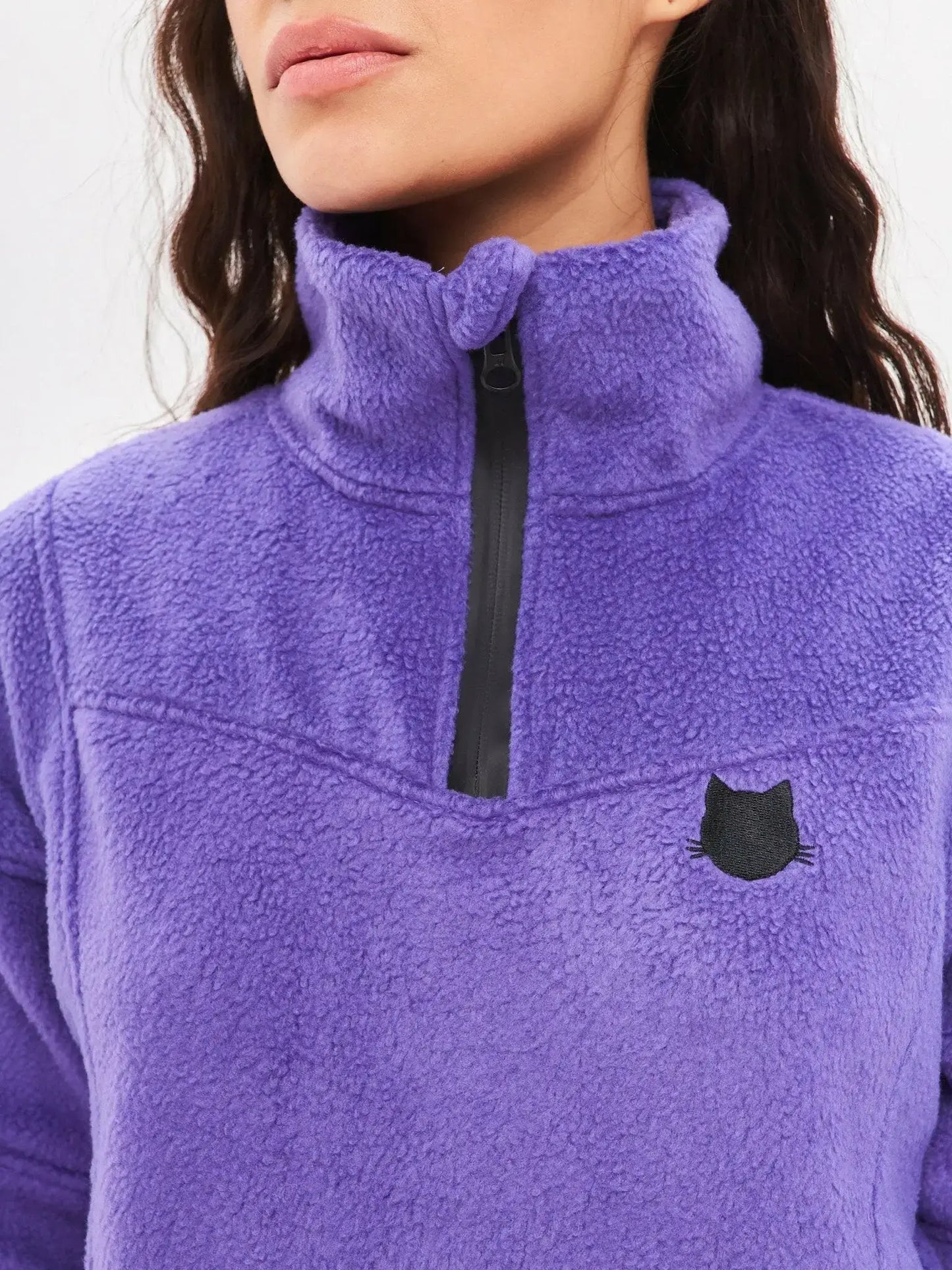 Purple fleece sweatshirt - Funny Cat Fleece (recycled) | For Cat Lovers | CAT by maniita lacitta