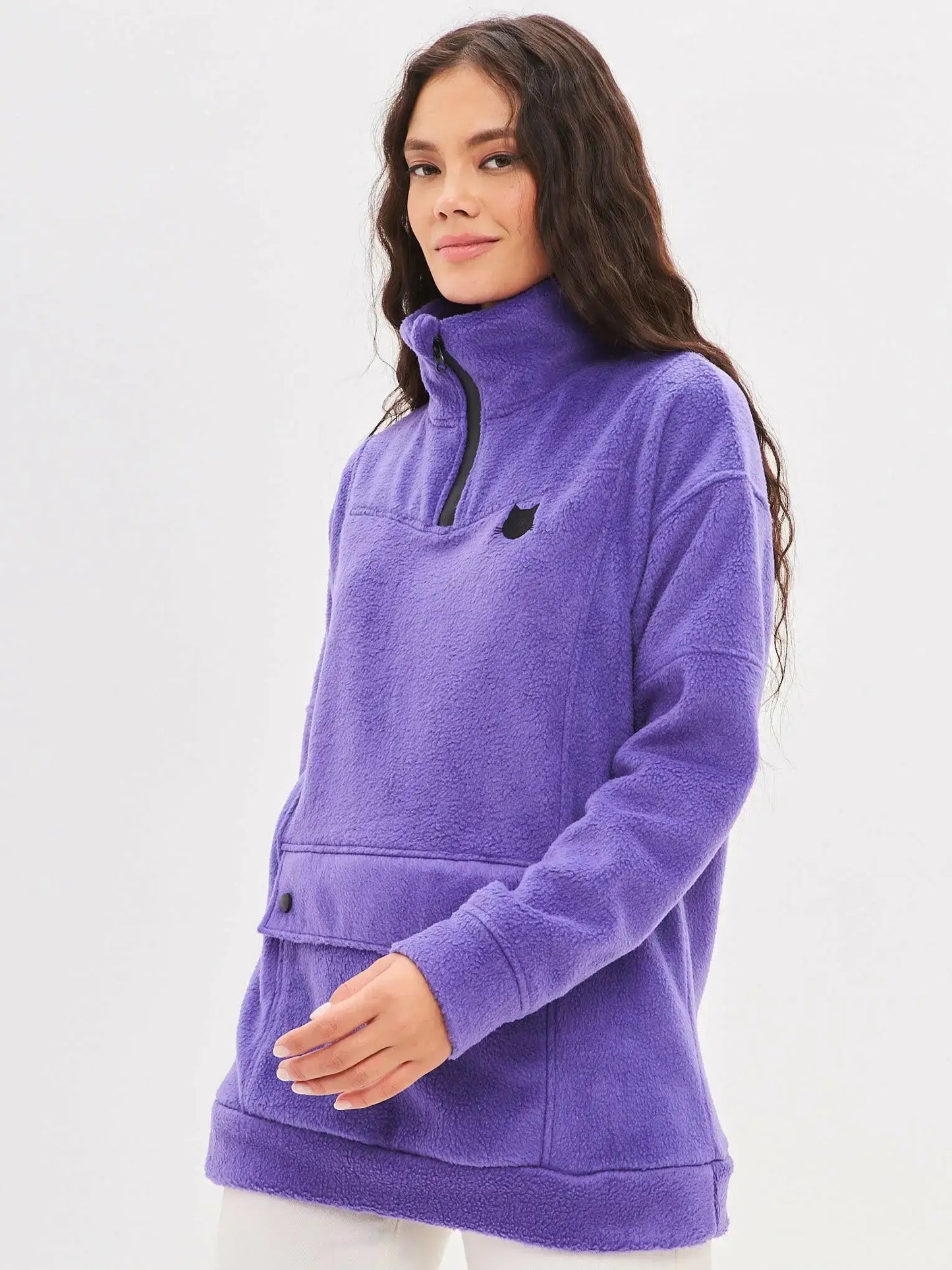 Purple fleece sweatshirt - Funny Cat Fleece (recycled) | For Cat Lovers | CAT by maniita lacitta