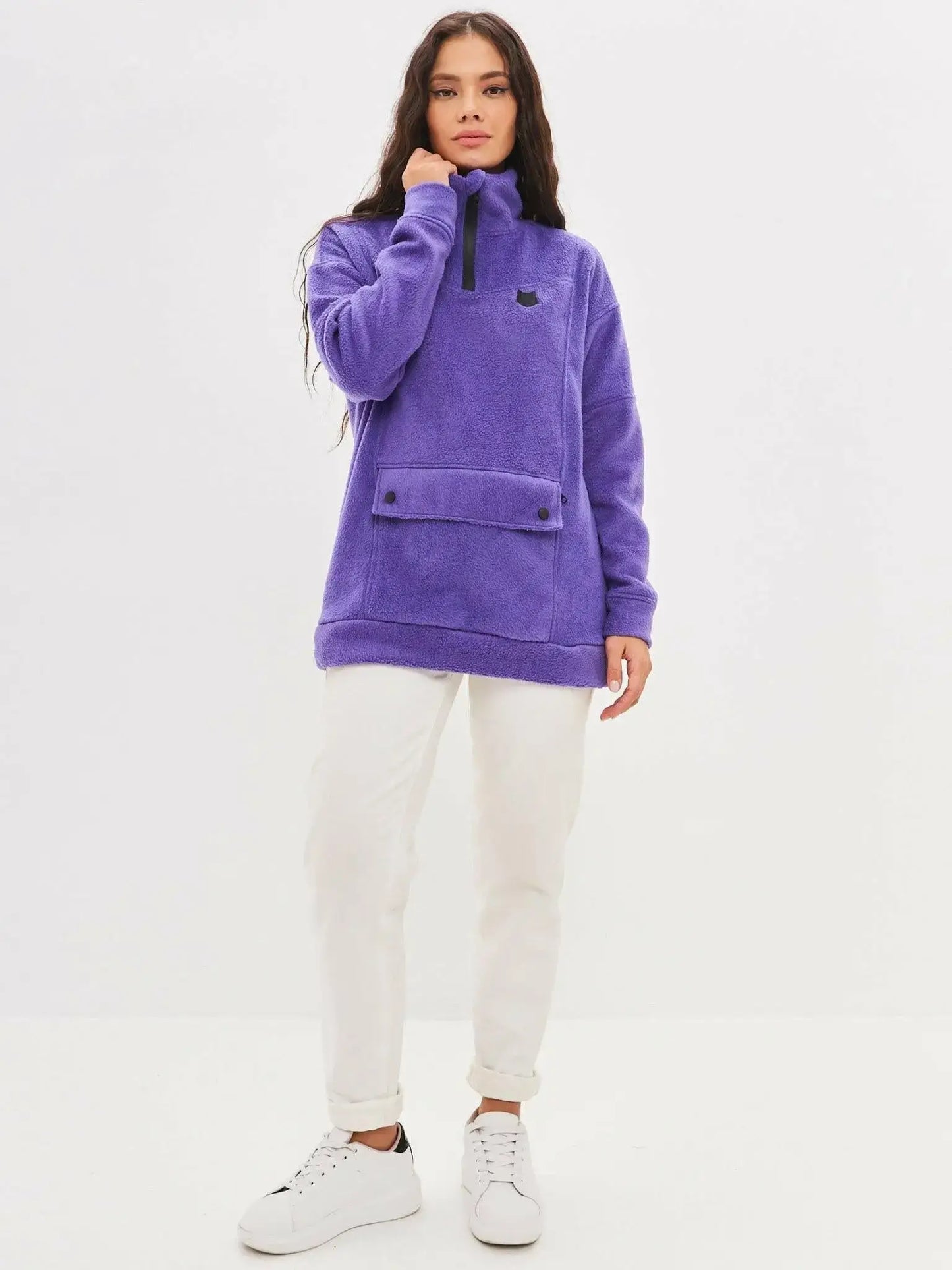 Purple fleece sweatshirt - Funny Cat Fleece (recycled) | For Cat Lovers | CAT by maniita lacitta