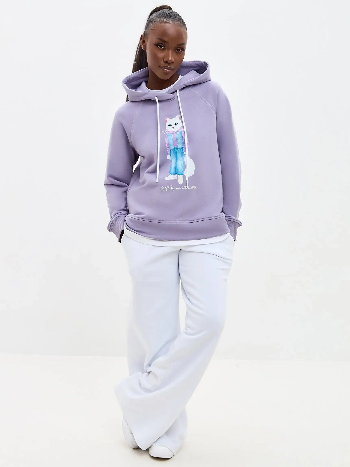 Purple hoodie white country cat - Funny Cat Hoodie & sweatshirt | For Cat Lovers | CAT by maniita
