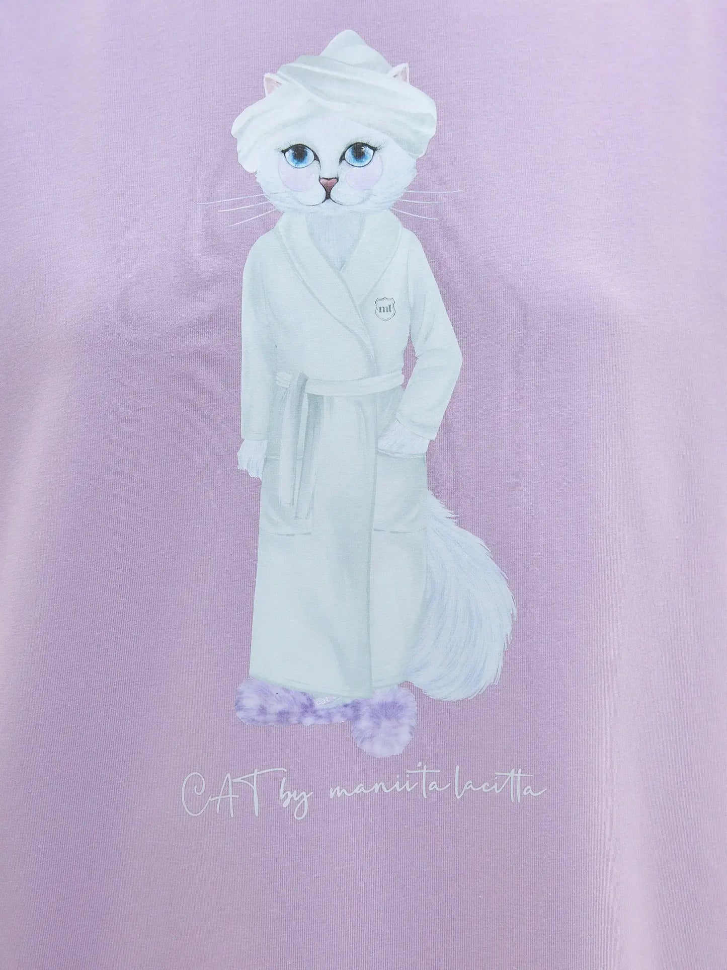 Purple Printed oversized T-shirt SPA CAT - Loungewear