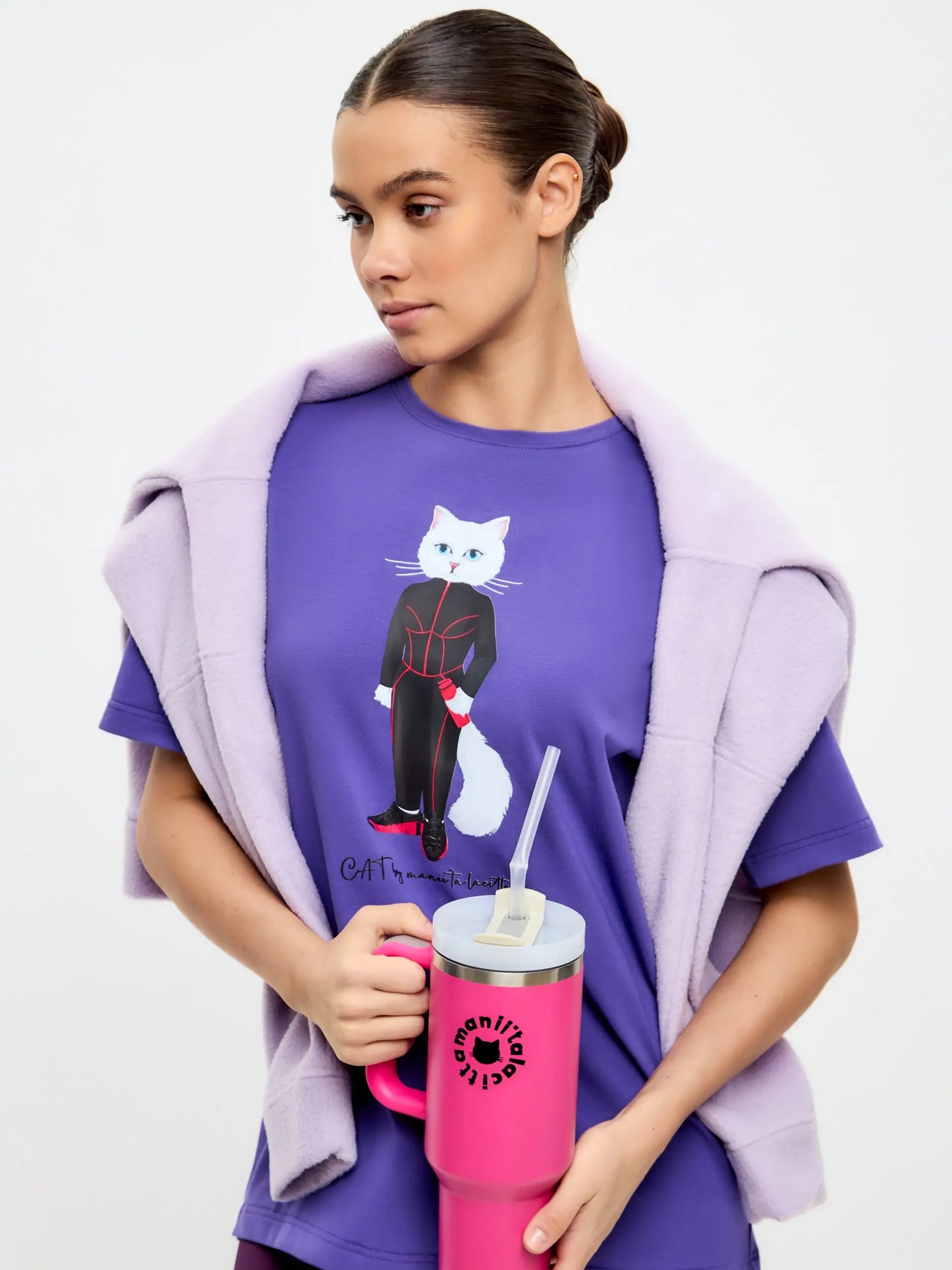 Purple oversized t-shirt sport cat - Funny Cat T-shirt | For Cat Lovers | CAT by maniita lacitta