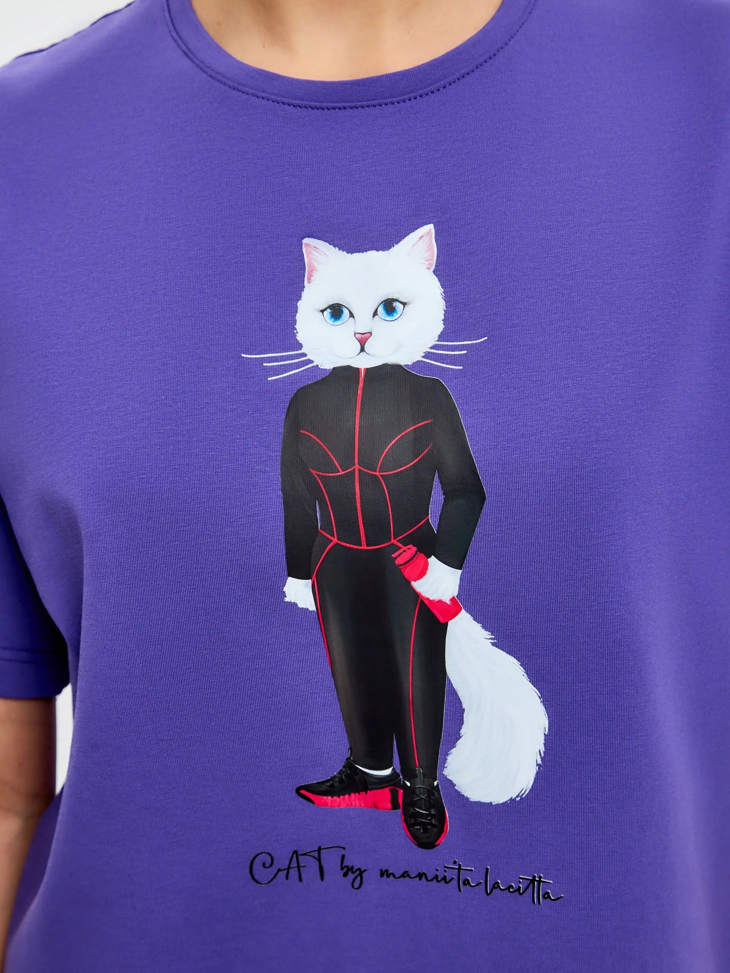 Purple oversized t-shirt sport cat - Funny Cat T-shirt | For Cat Lovers | CAT by maniita lacitta