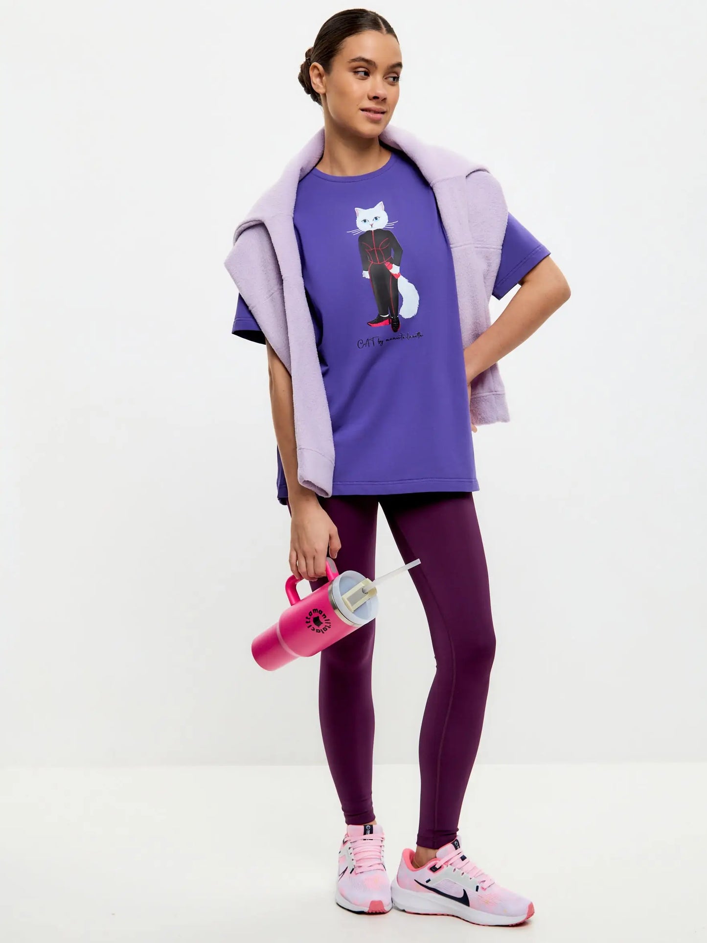 Purple oversized t-shirt sport cat - Funny Cat T-shirt | For Cat Lovers | CAT by maniita lacitta