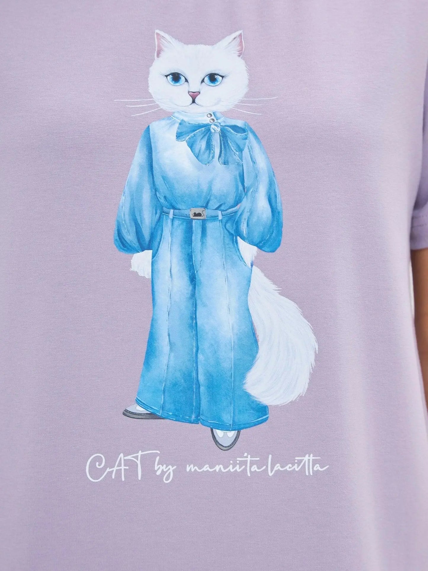 Purple printed t-shirt denim cat - Funny Cat T-shirt | For Cat Lovers | CAT by maniita lacitta
