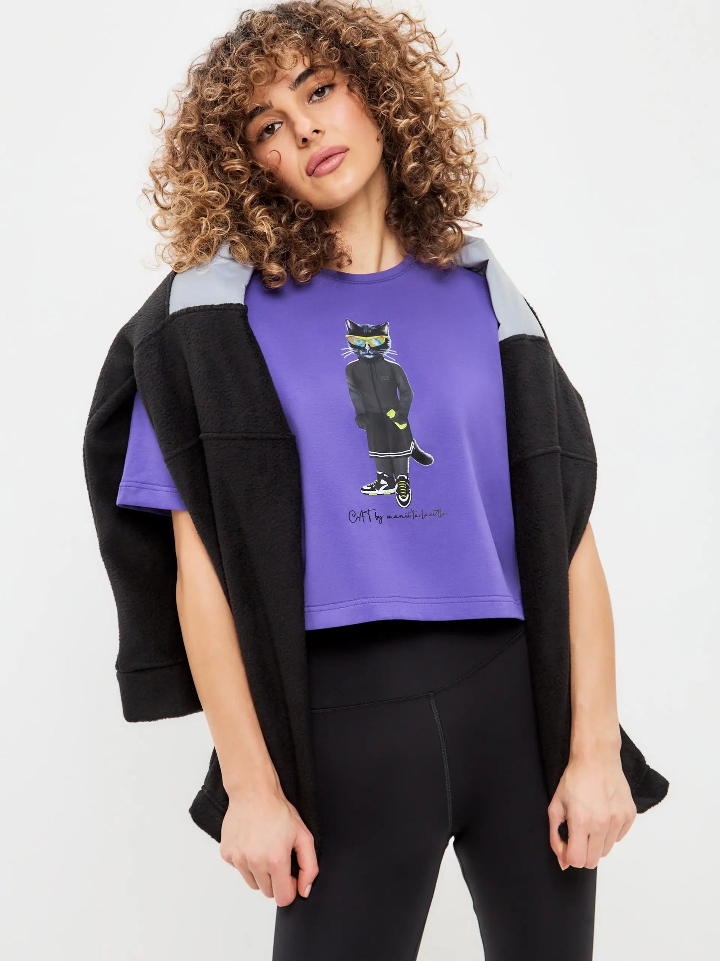 Purple short oversized t-shirt sport cat - Funny Cat T-shirt | For Cat Lovers | CAT by maniita lacitta