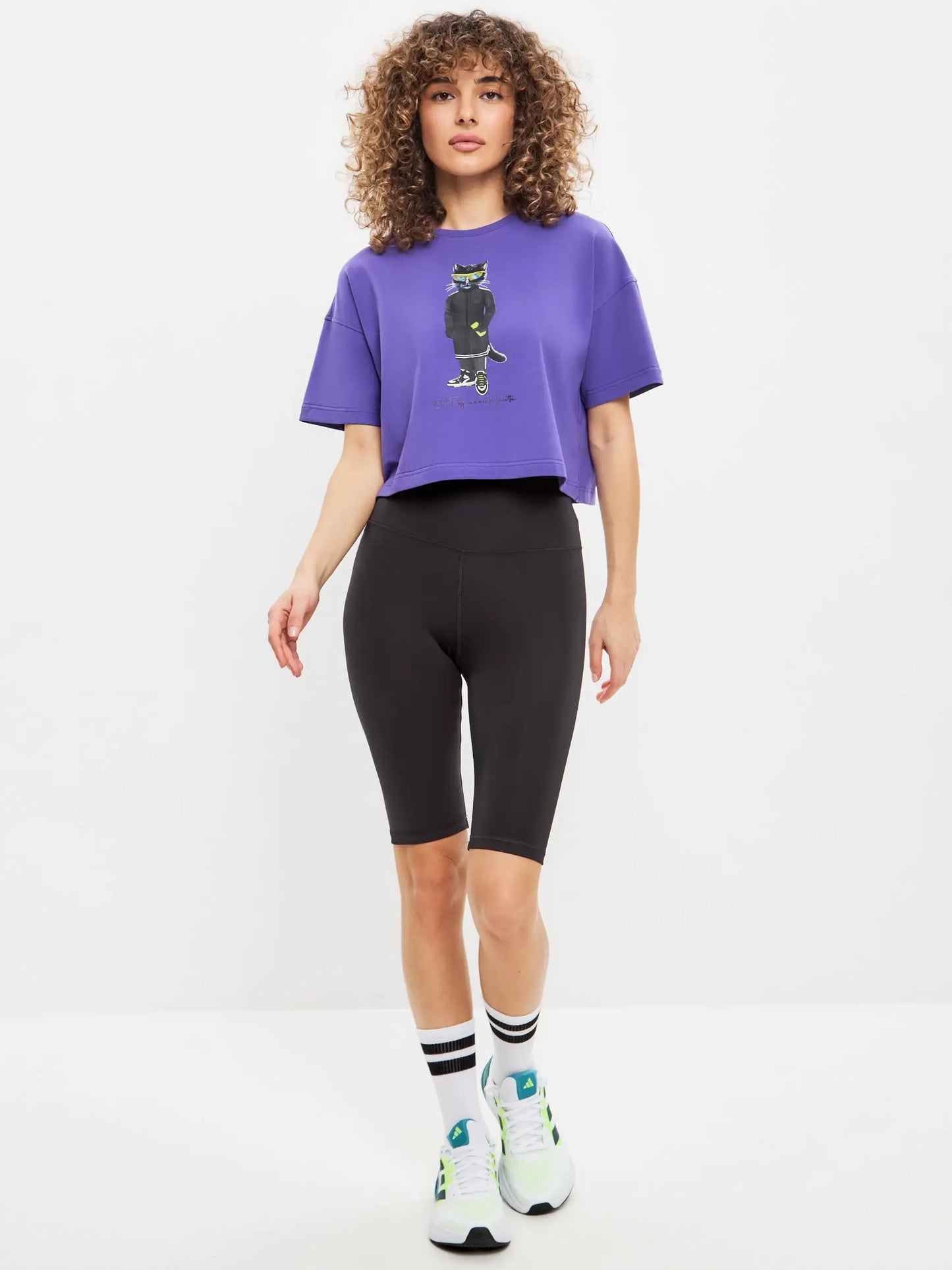 Purple short oversized t-shirt sport cat - Funny Cat T-shirt | For Cat Lovers | CAT by maniita lacitta
