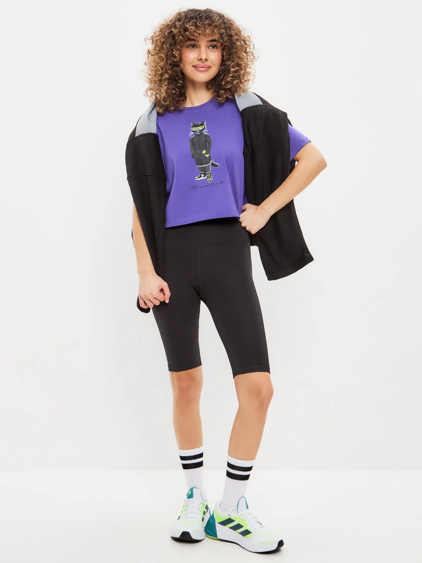 Purple short oversized t-shirt sport cat - Funny Cat T-shirt | For Cat Lovers | CAT by maniita lacitta