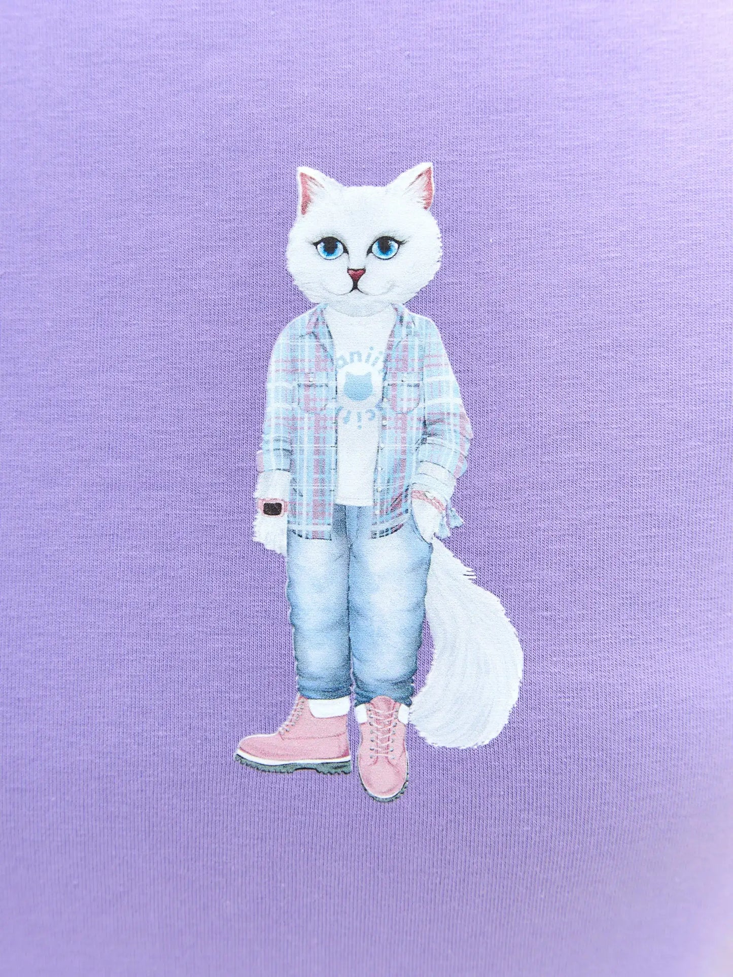 Purple Printed T-shirt COUNTRY WHITE CAT - T-shirt