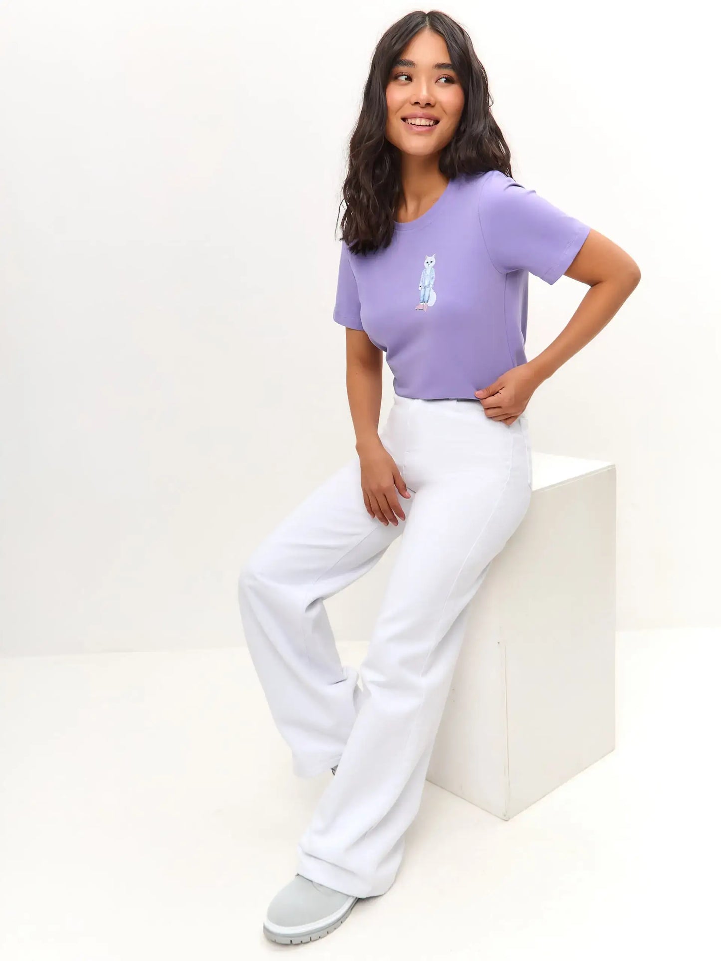 Purple Printed T-shirt COUNTRY WHITE CAT - T-shirt