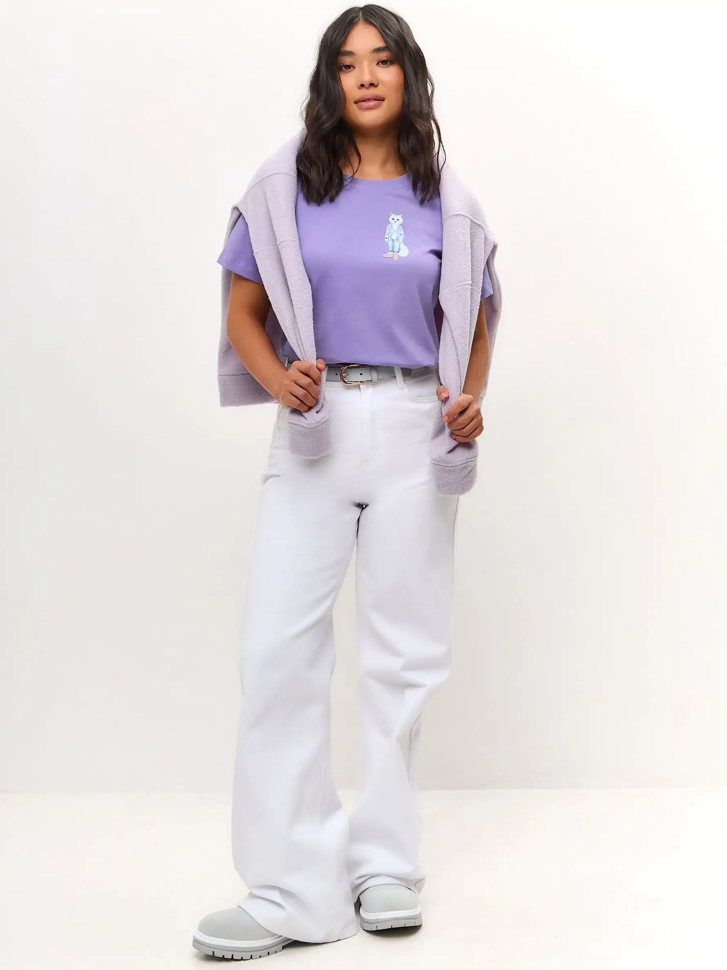 Purple Printed T-shirt COUNTRY WHITE CAT - T-shirt