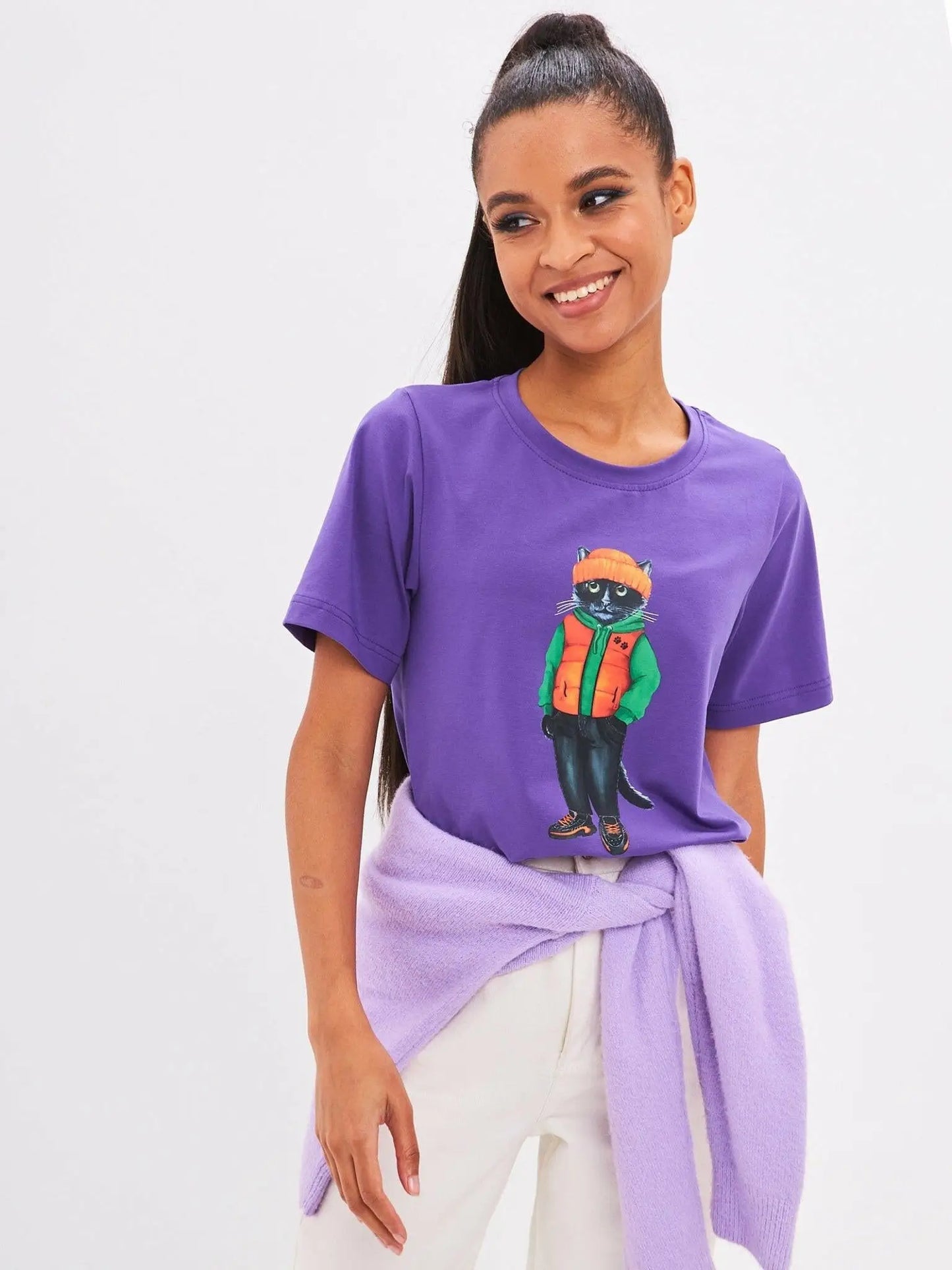 Purple t-shirt hoodie cat - Funny Cat T-shirt | For Cat Lovers | CAT by maniita lacitta