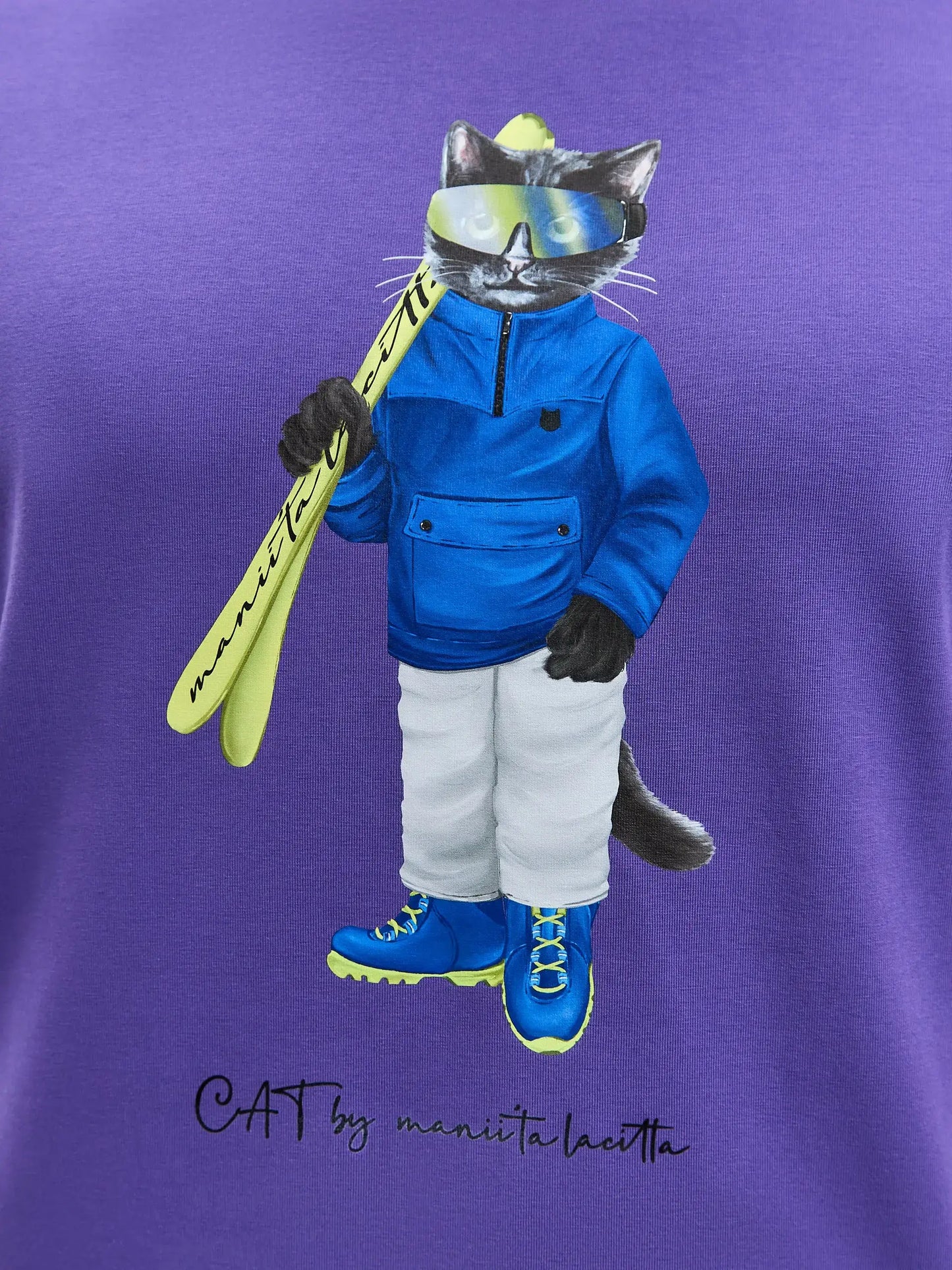 Purple t-shirt ski cat - Funny Cat T-shirt | For Cat Lovers | CAT by maniita lacitta